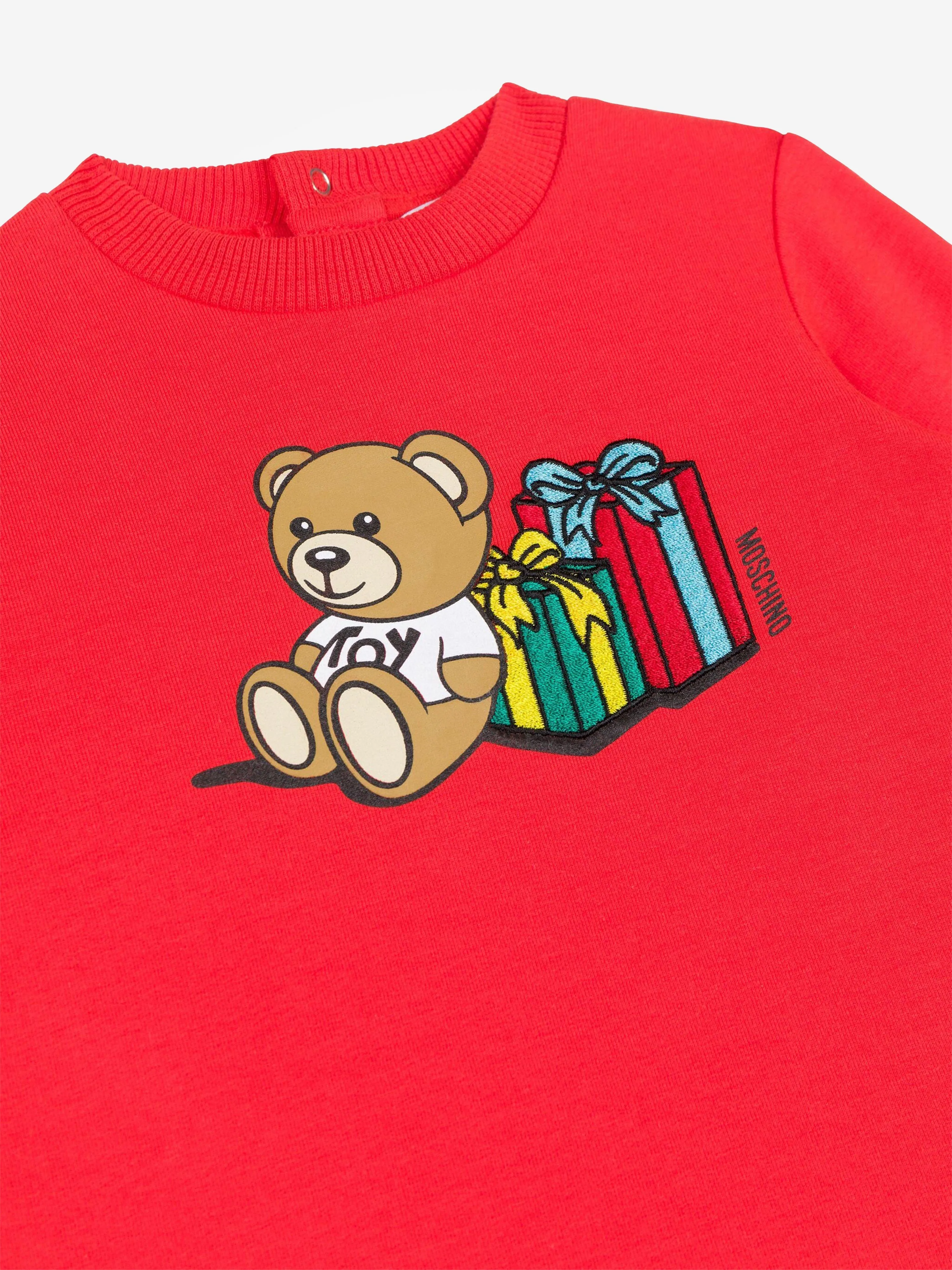 Moschino Baby Girls Bear Sweater Dress in Red