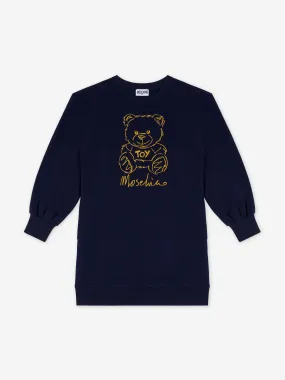 Moschino Girls Bear Logo Sweater Dress in Navy