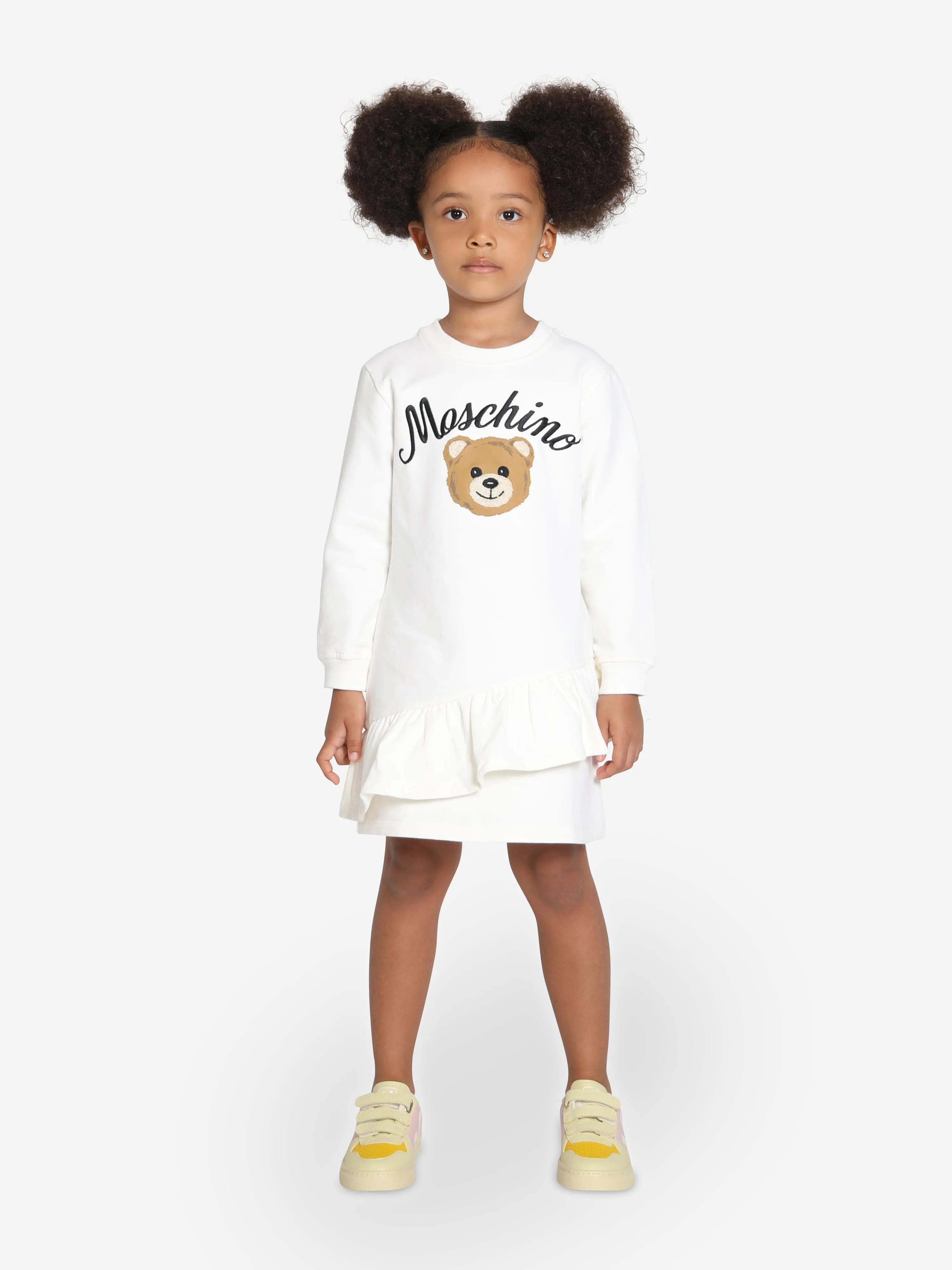 Moschino Girls Teddy Bear Sweater Dress in Ivory