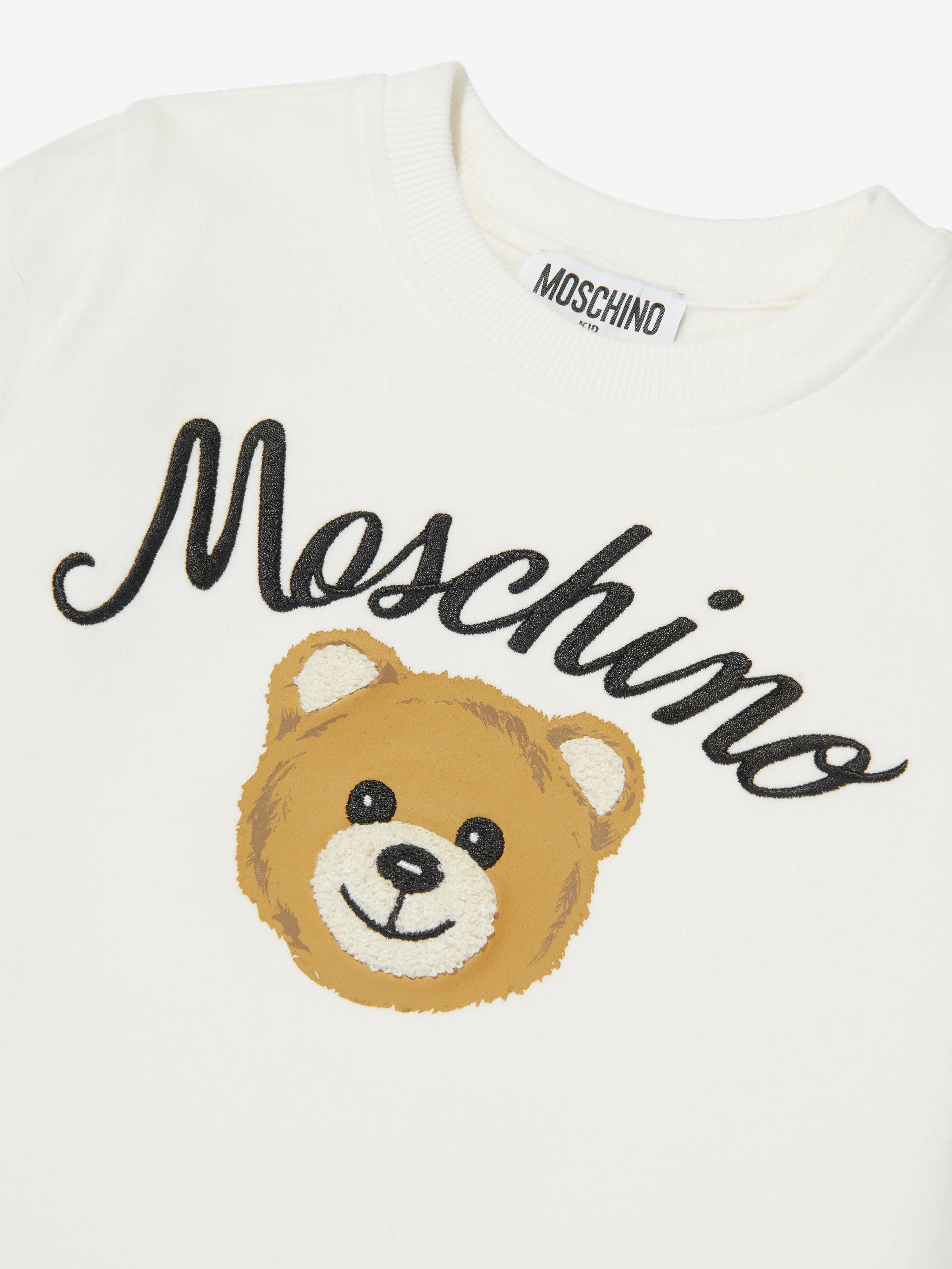 Moschino Girls Teddy Bear Sweater Dress in Ivory