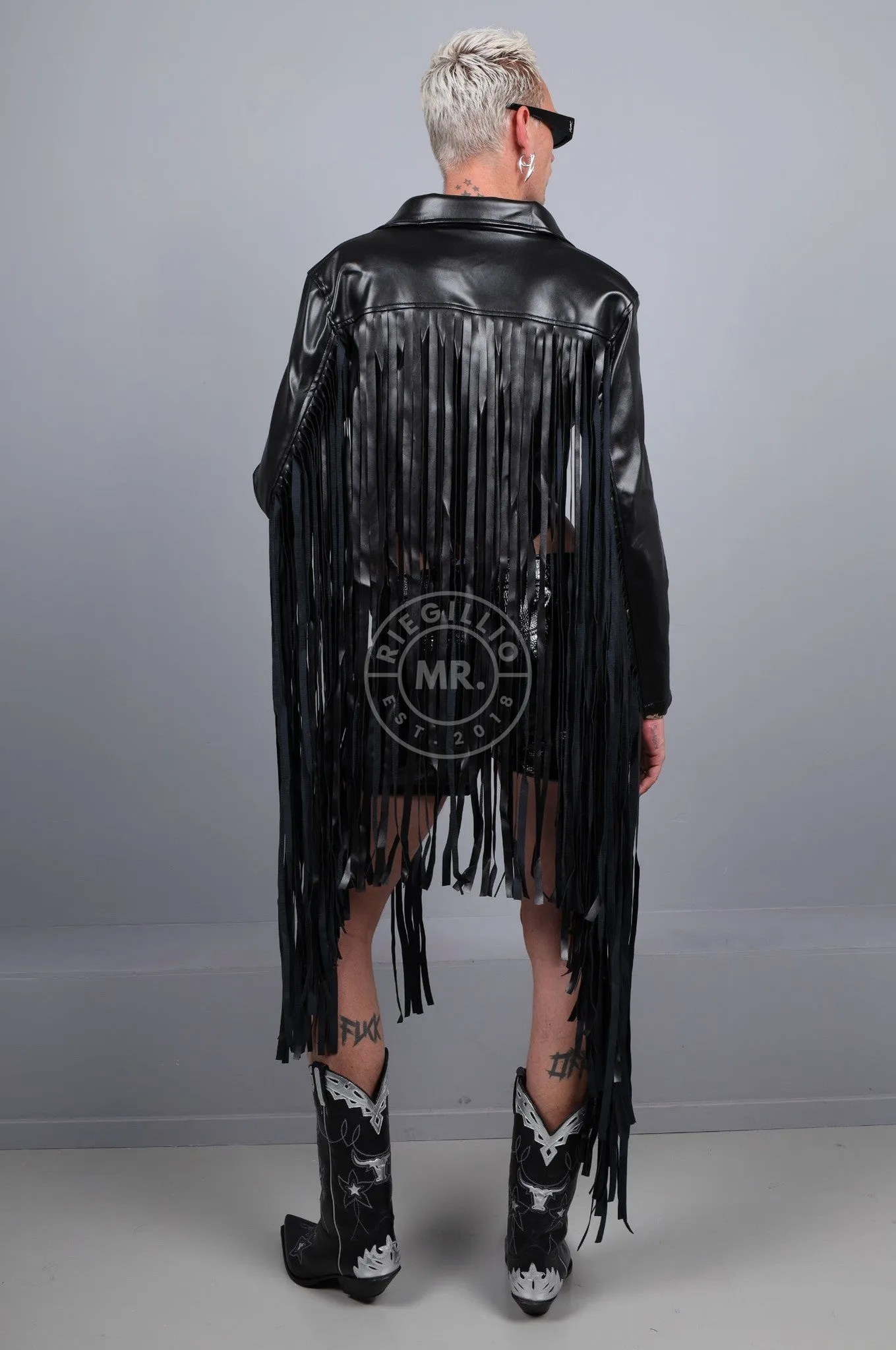 MR. Cropped Fringe Jacket - Black