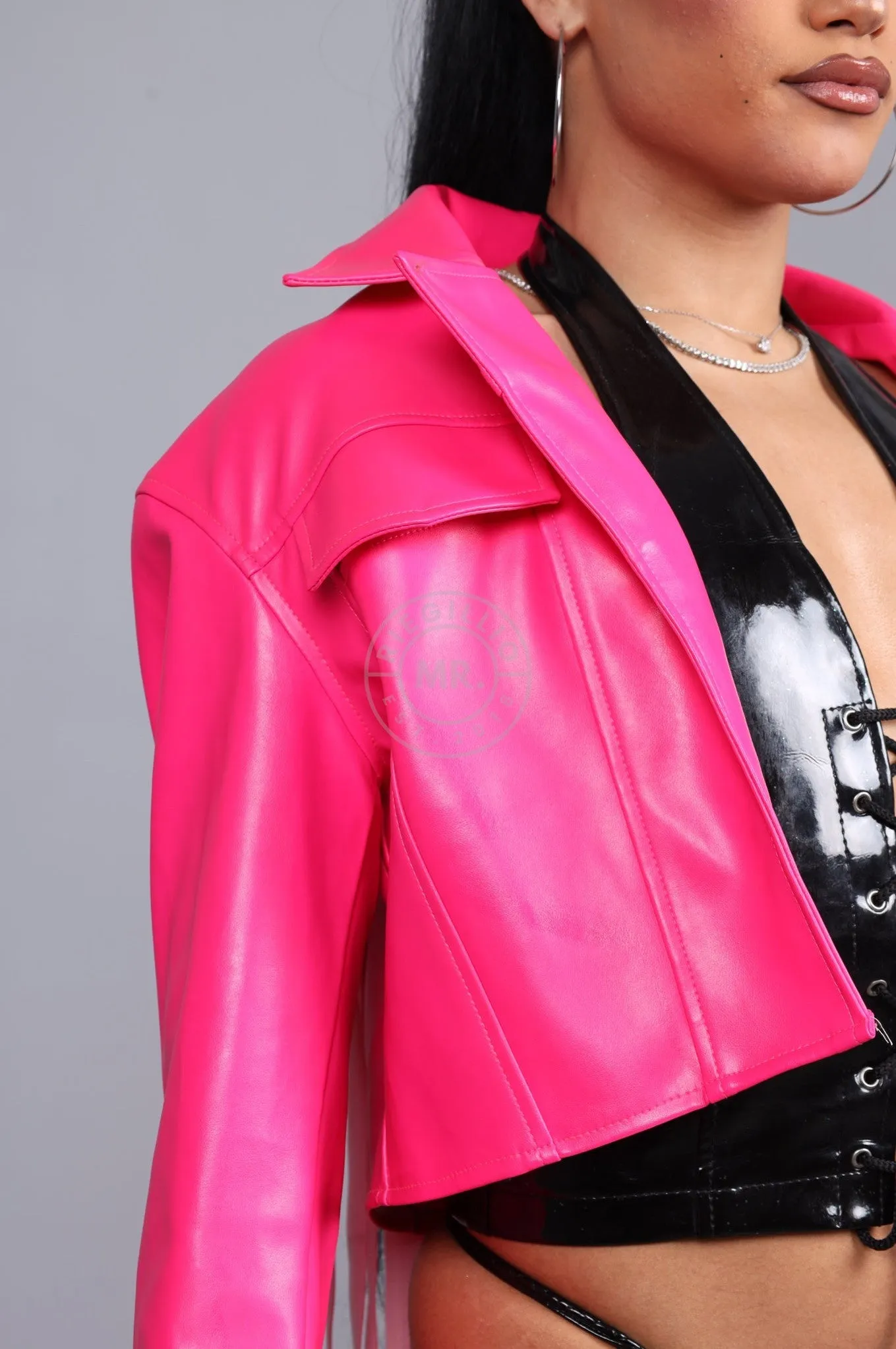 MR. Cropped Fringe Jacket - Neon Pink