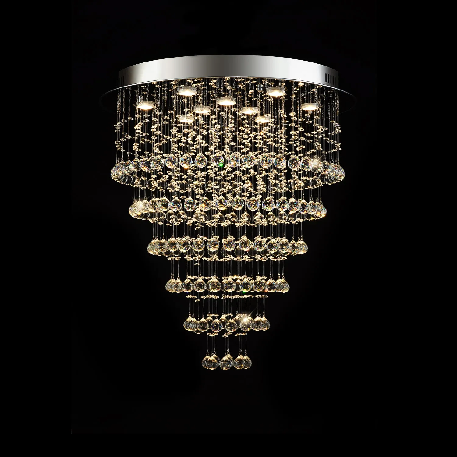 Multi Layer Round Crystal Chandelier Ceiling Lights