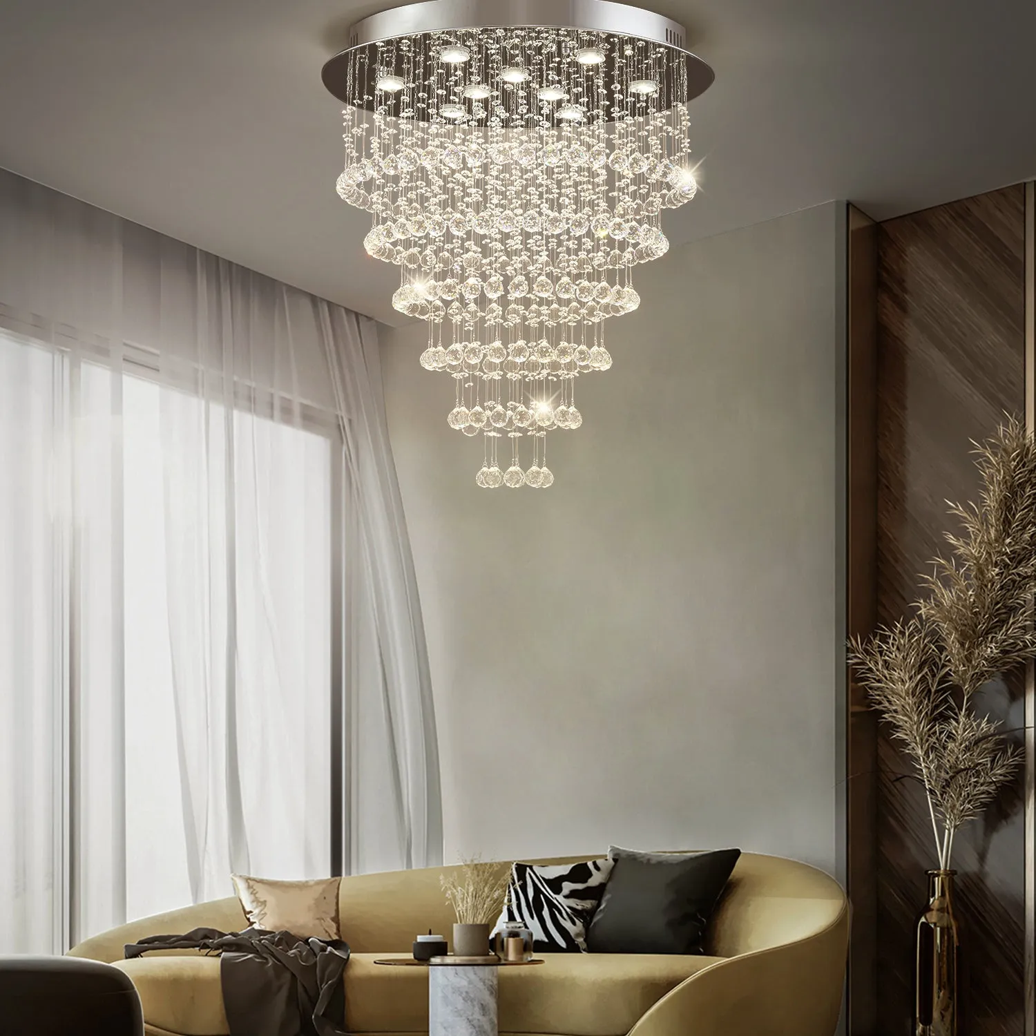 Multi Layer Round Crystal Chandelier Ceiling Lights