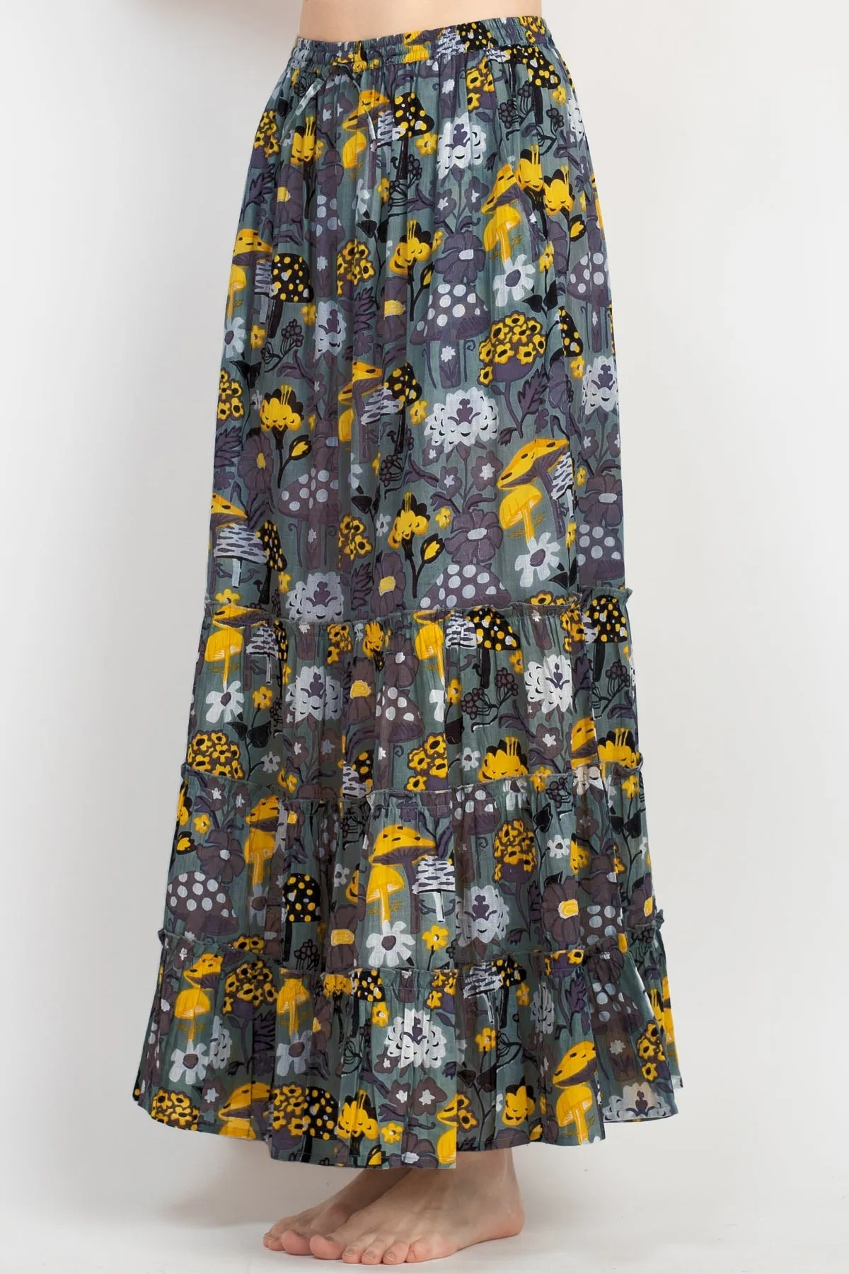 Mushroom Print Maxi Skirt