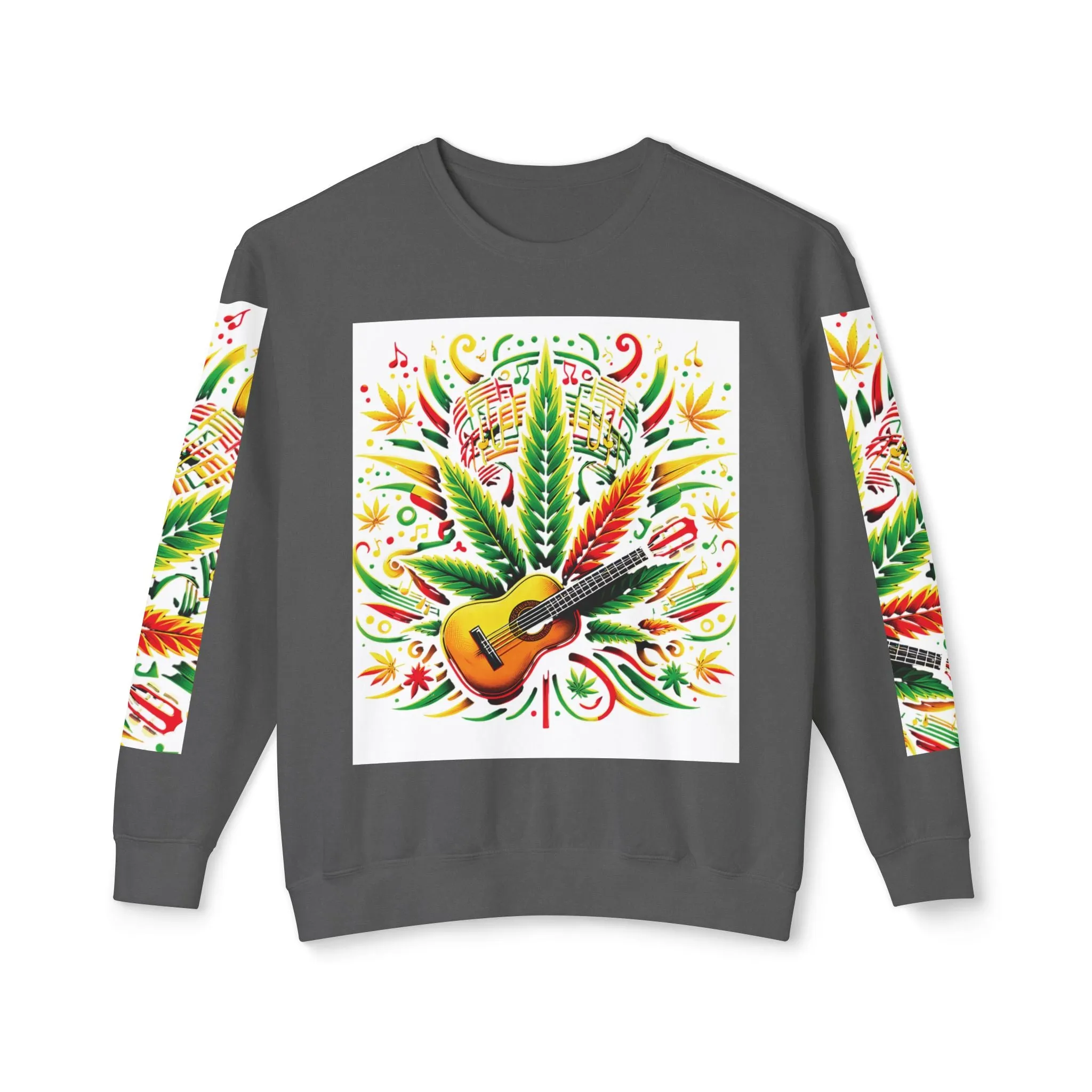 Music and Weed Vibes - Unisex Lightweight Crewneck Sweatshirt