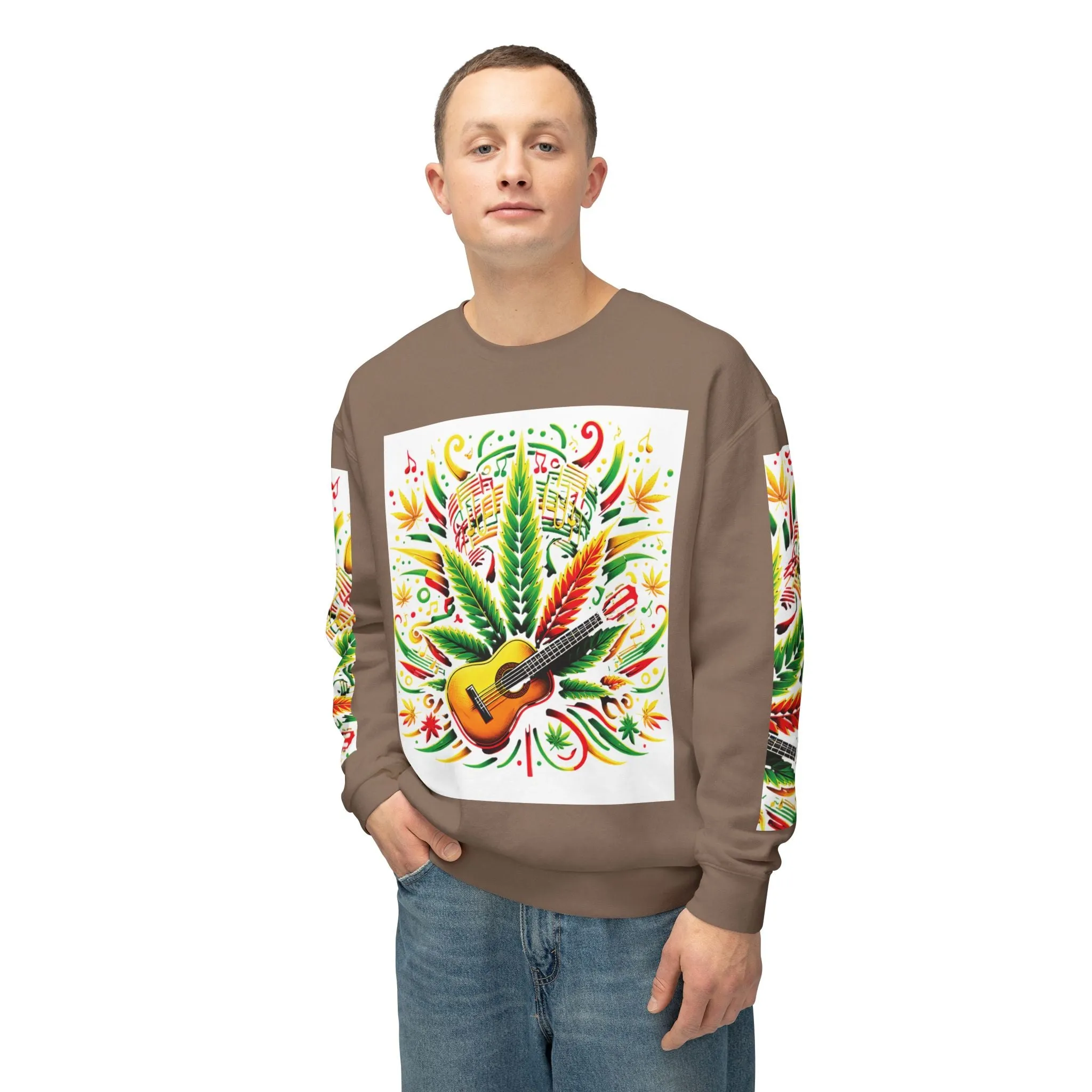 Music and Weed Vibes - Unisex Lightweight Crewneck Sweatshirt