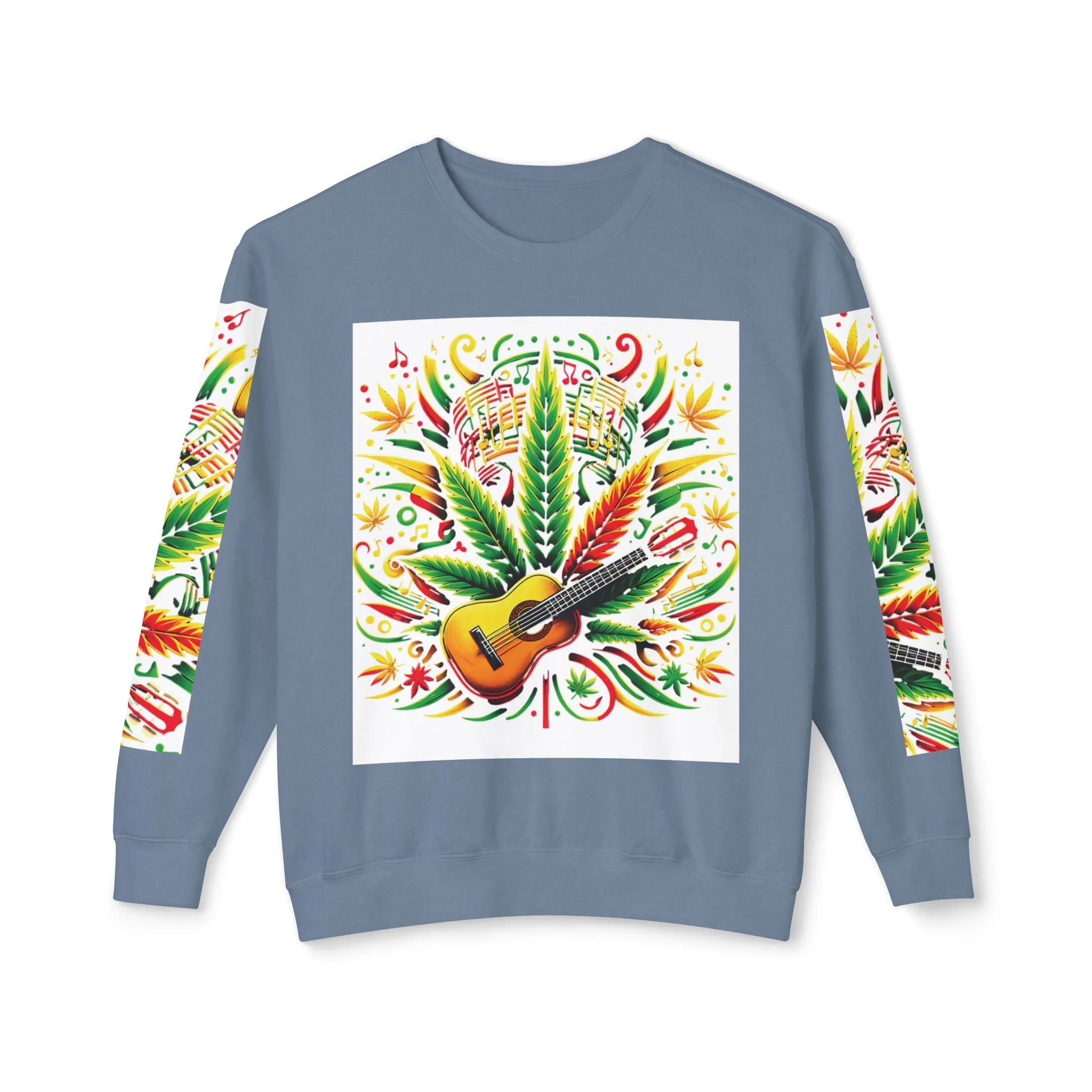 Music and Weed Vibes - Unisex Lightweight Crewneck Sweatshirt