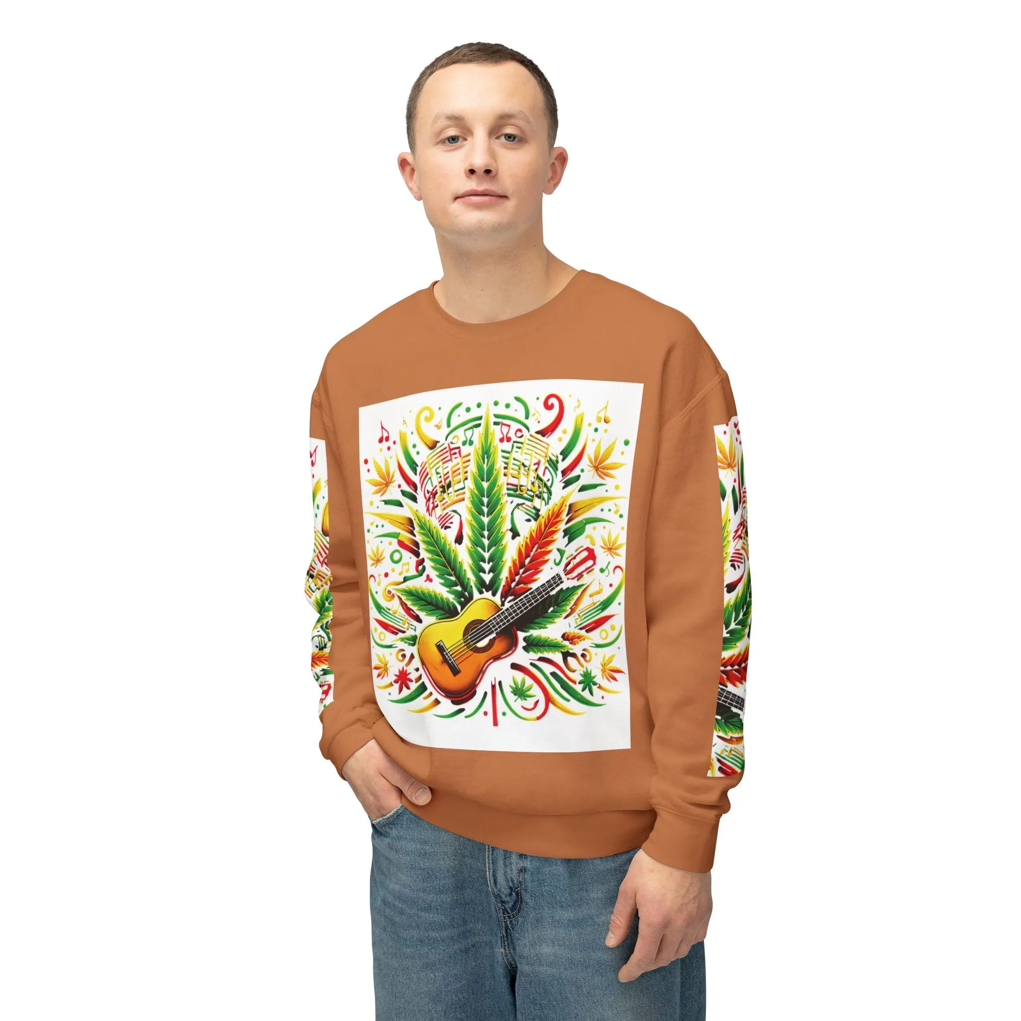 Music and Weed Vibes - Unisex Lightweight Crewneck Sweatshirt