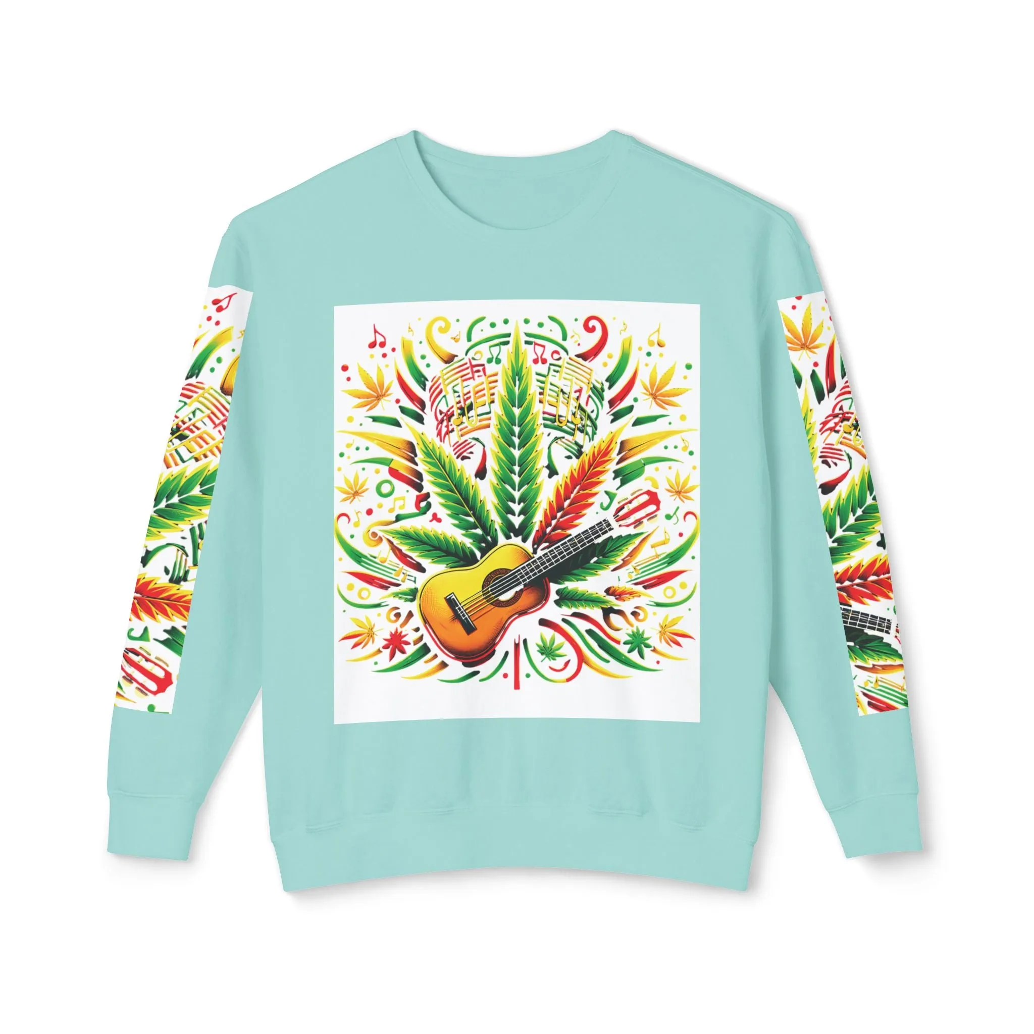 Music and Weed Vibes - Unisex Lightweight Crewneck Sweatshirt