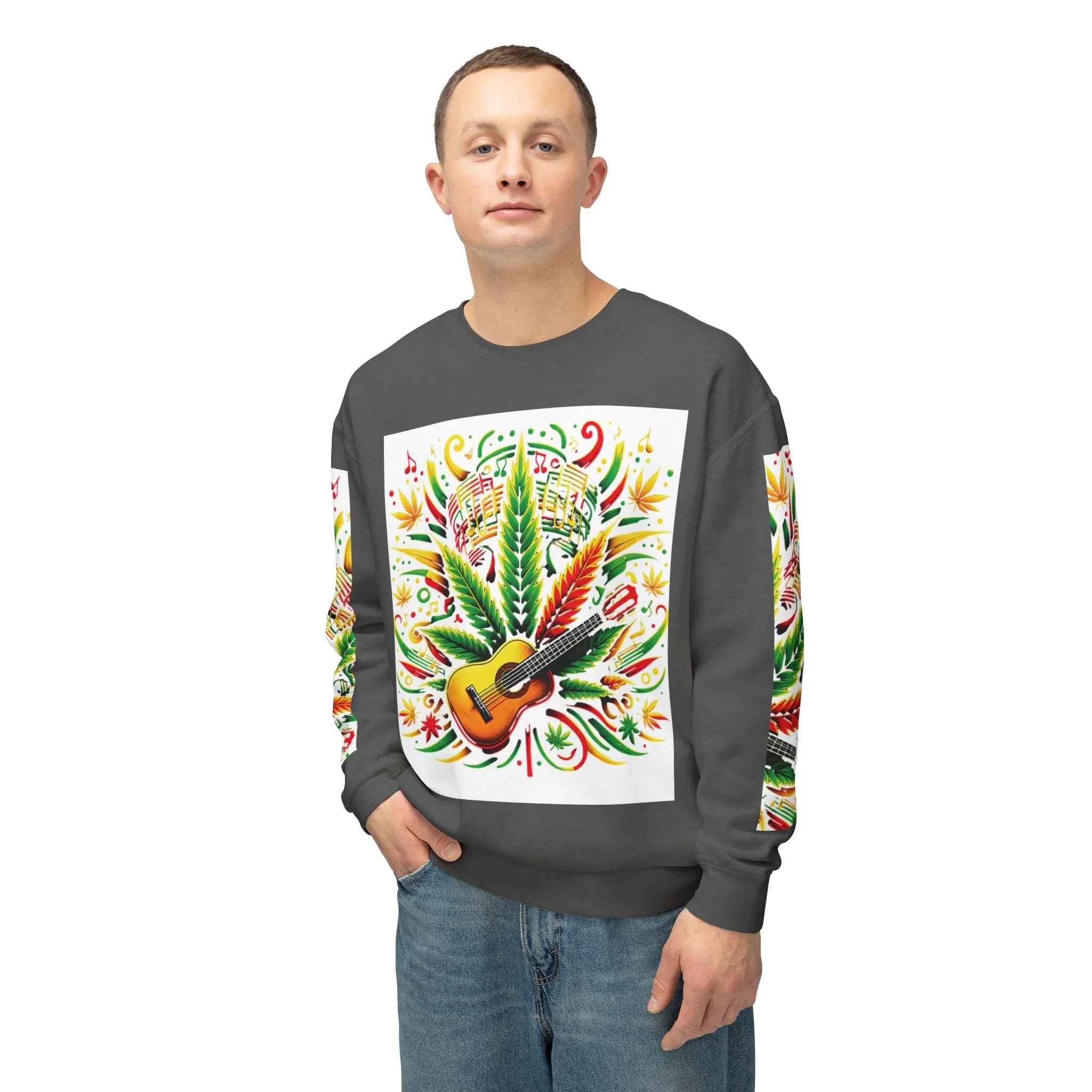 Music and Weed Vibes - Unisex Lightweight Crewneck Sweatshirt