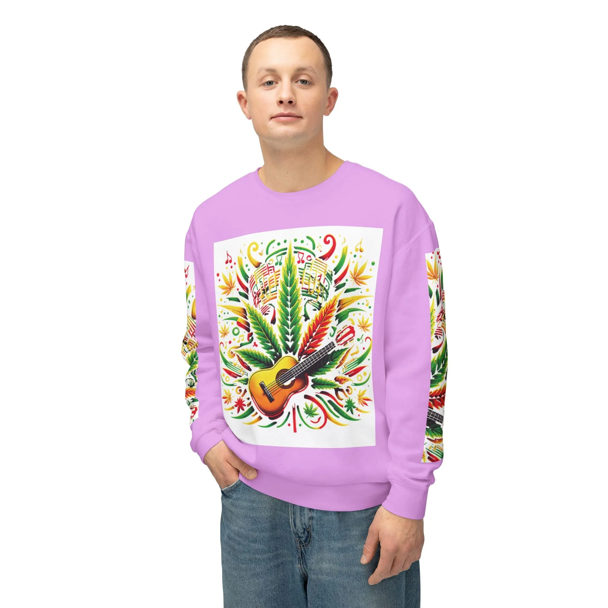 Music and Weed Vibes - Unisex Lightweight Crewneck Sweatshirt