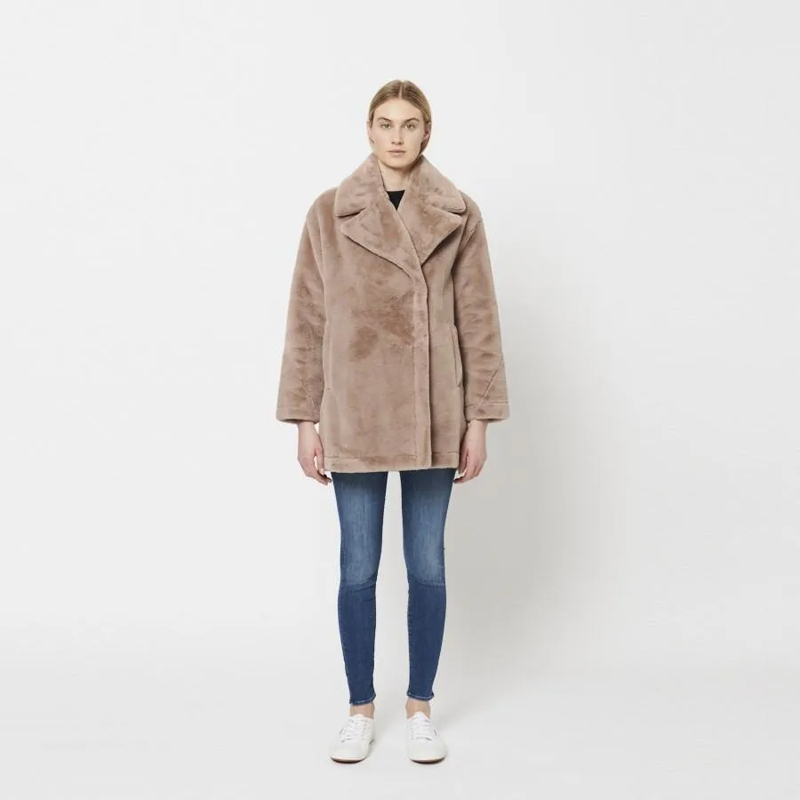 Natalia Faux Fur Jacket (Dusty Rose)