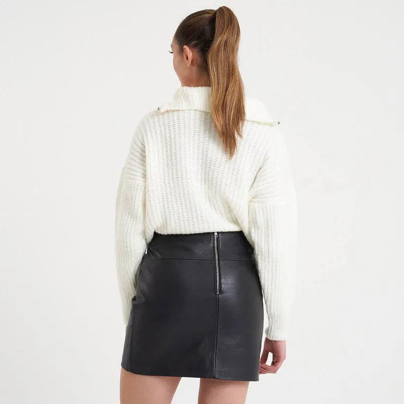 New High Quality Women’s Real Leather Mini Skirt