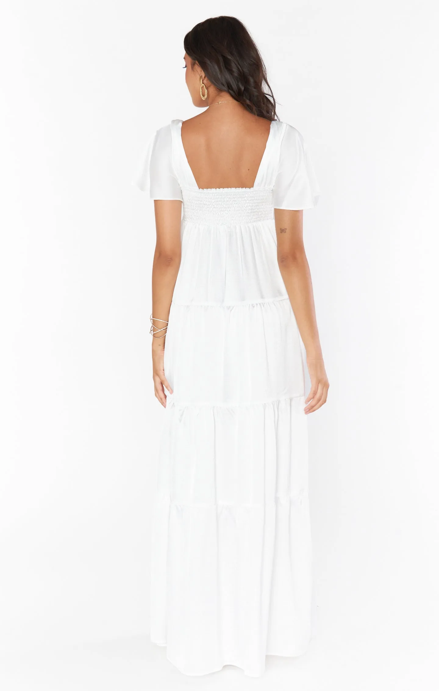 Nicole Maxi Dress ~ Ivory Luxe Satin