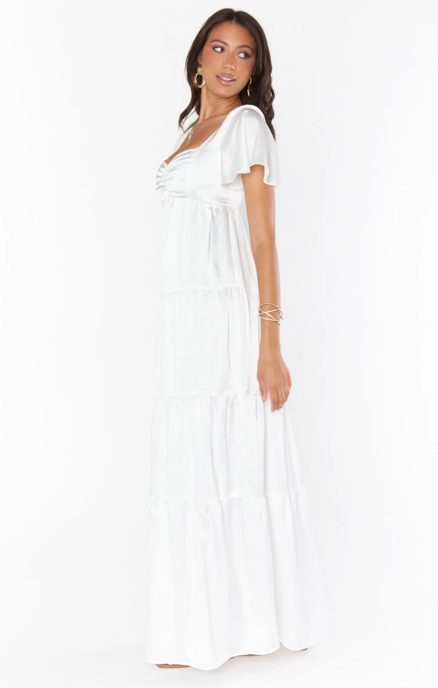 Nicole Maxi Dress ~ Ivory Luxe Satin