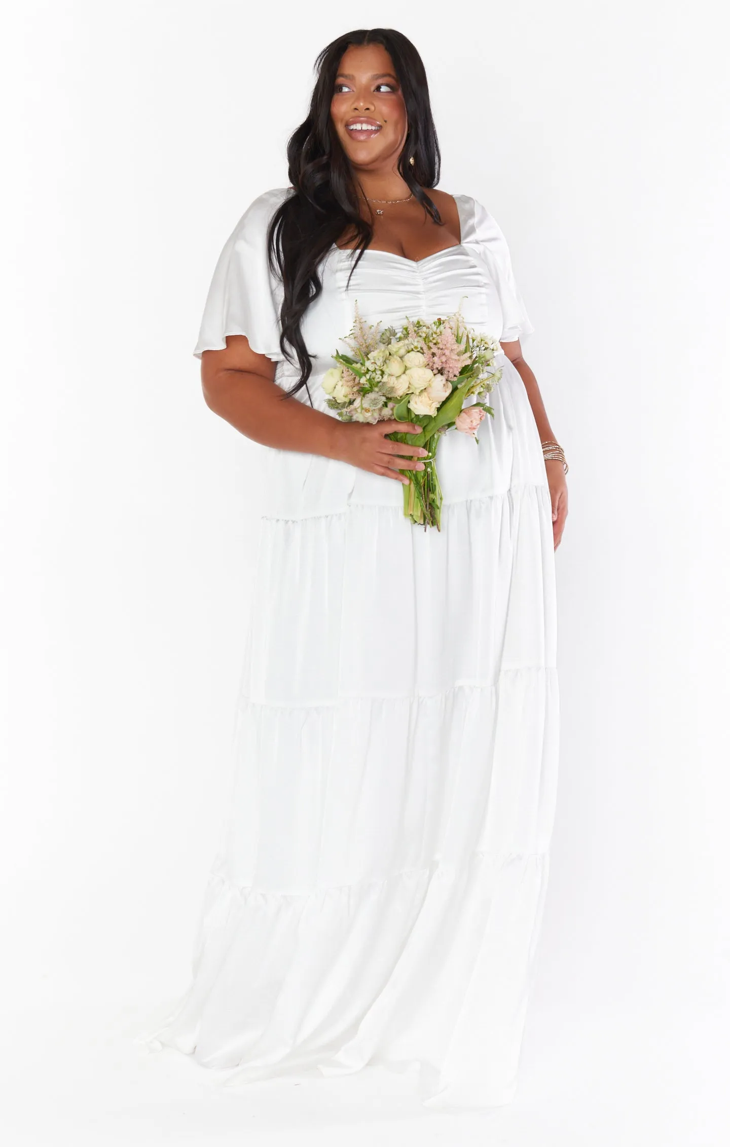 Nicole Maxi Dress ~ Ivory Luxe Satin