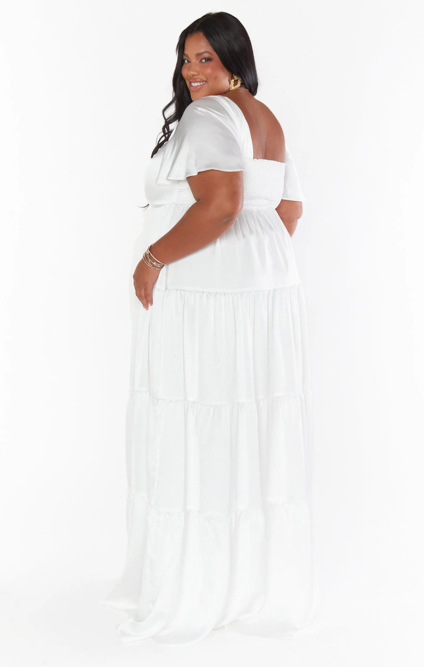 Nicole Maxi Dress ~ Ivory Luxe Satin