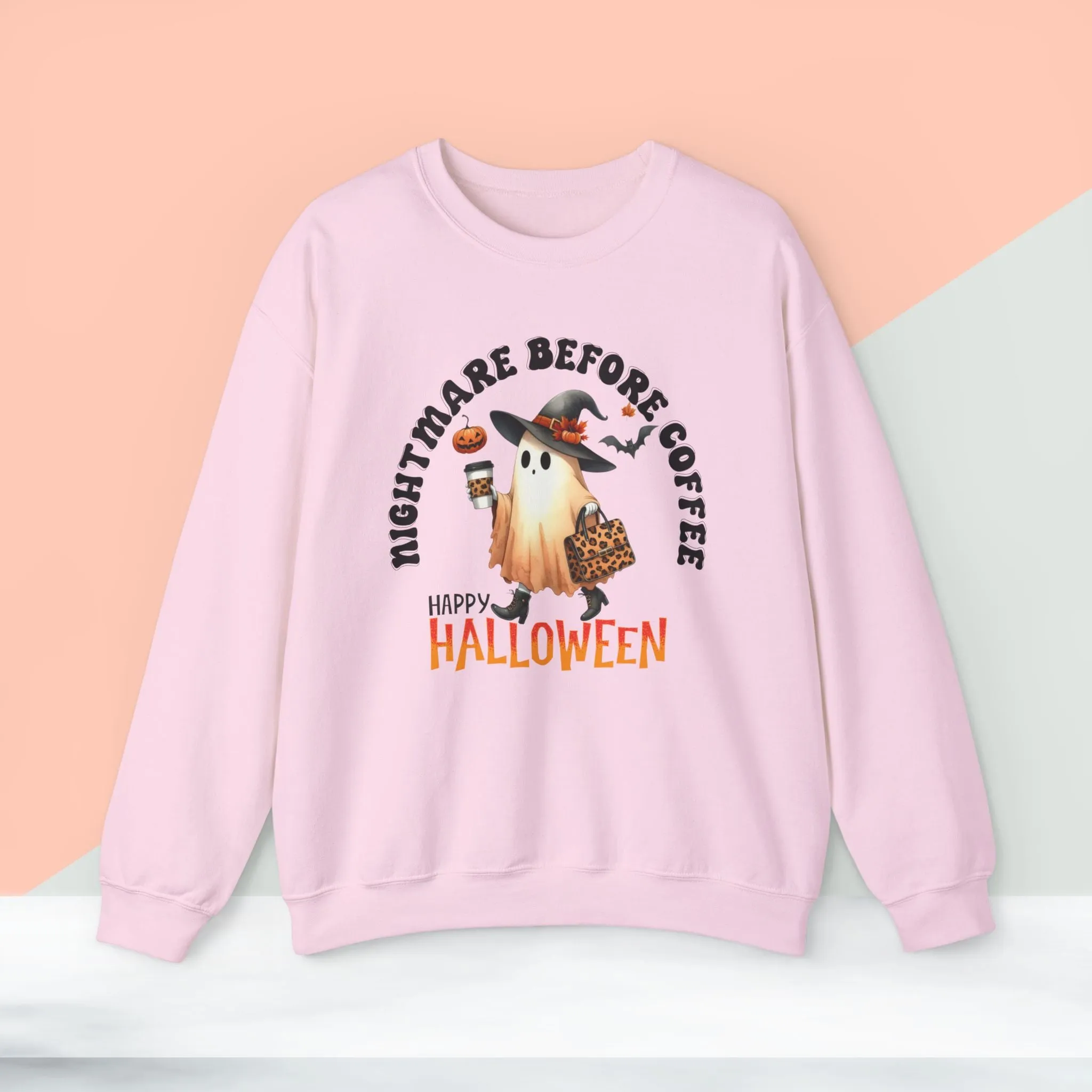 Nightmare Before coffee Happy Halloween Sweatshirt, Happy Halloween Sweatshirt - Unisex Heavy Blend Crewneck, Halloween Sweatshirt, Cute Spooky Ghost sweatshirt.