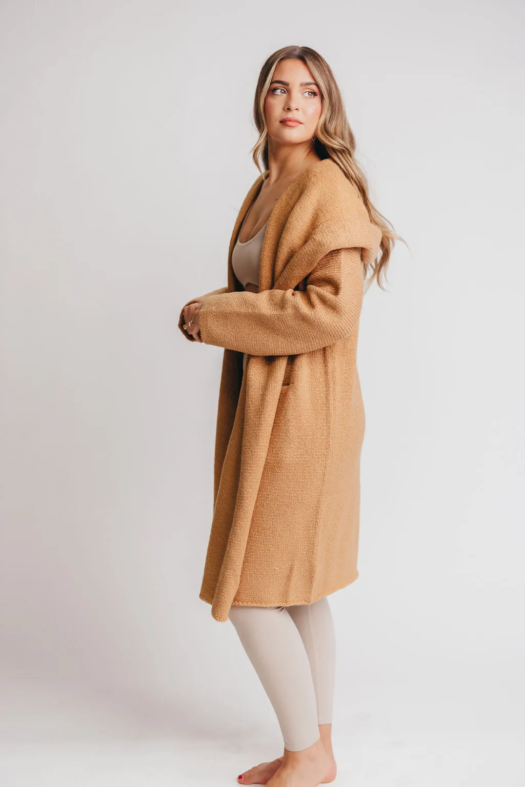 Noah Oversized  Hooded Two Pocket Coatigan in Camel *LUXURY ITEM*