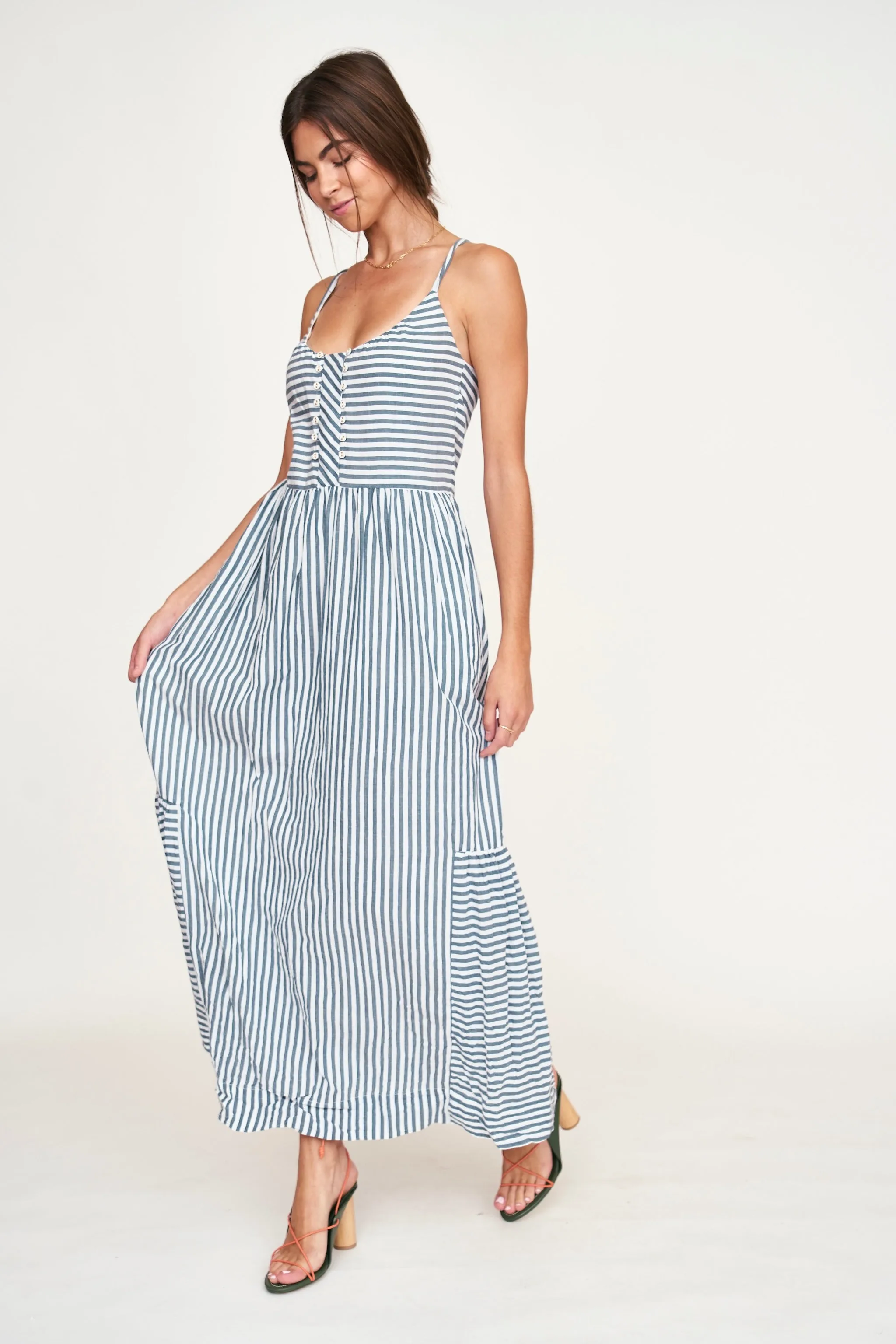 Nosara Dress in Ocean Stripe