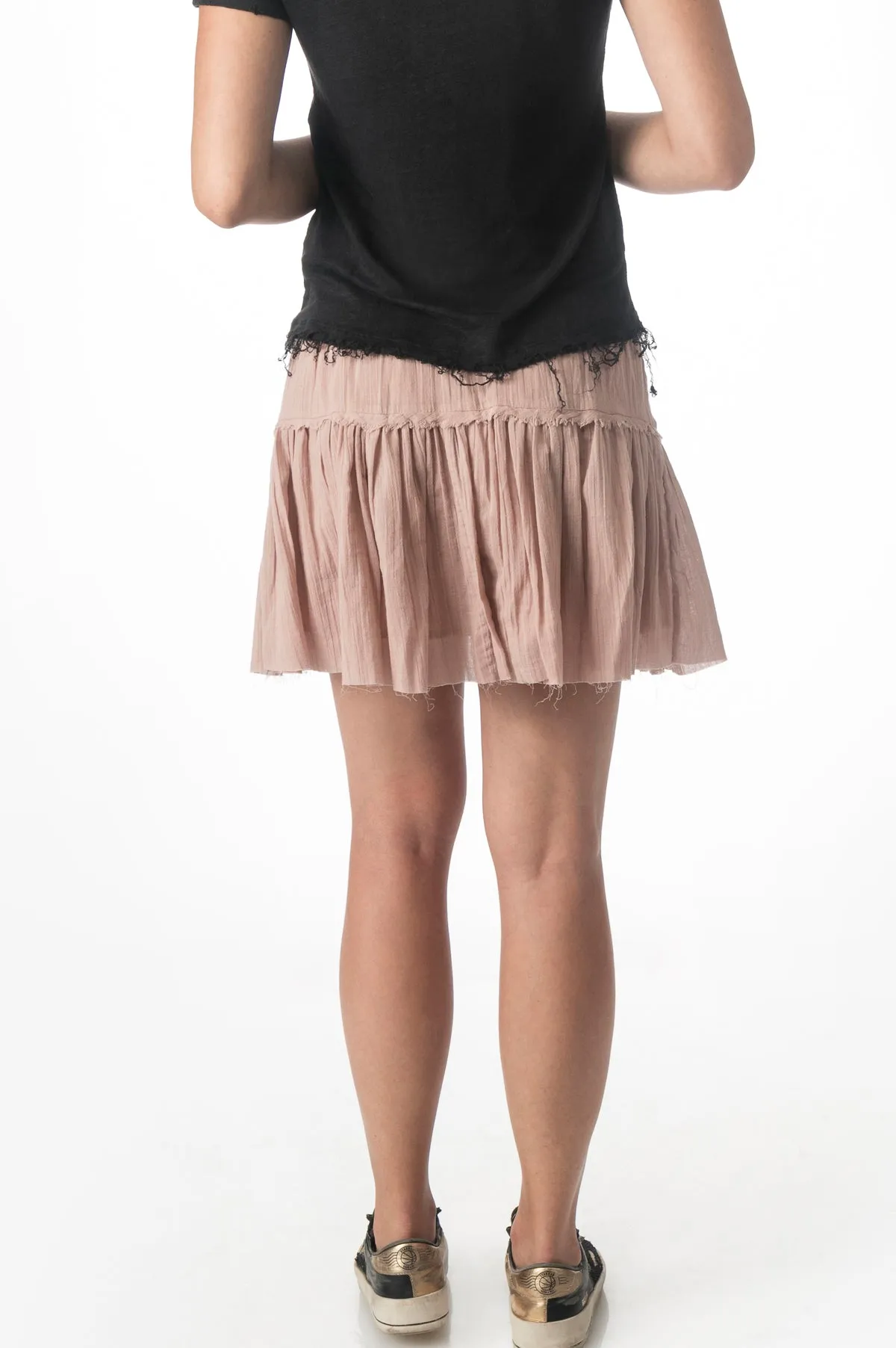 Nude Ruffle Short Skirt