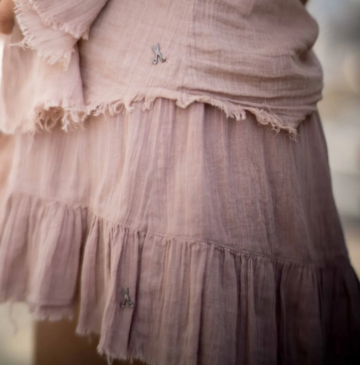 Nude Ruffle Short Skirt