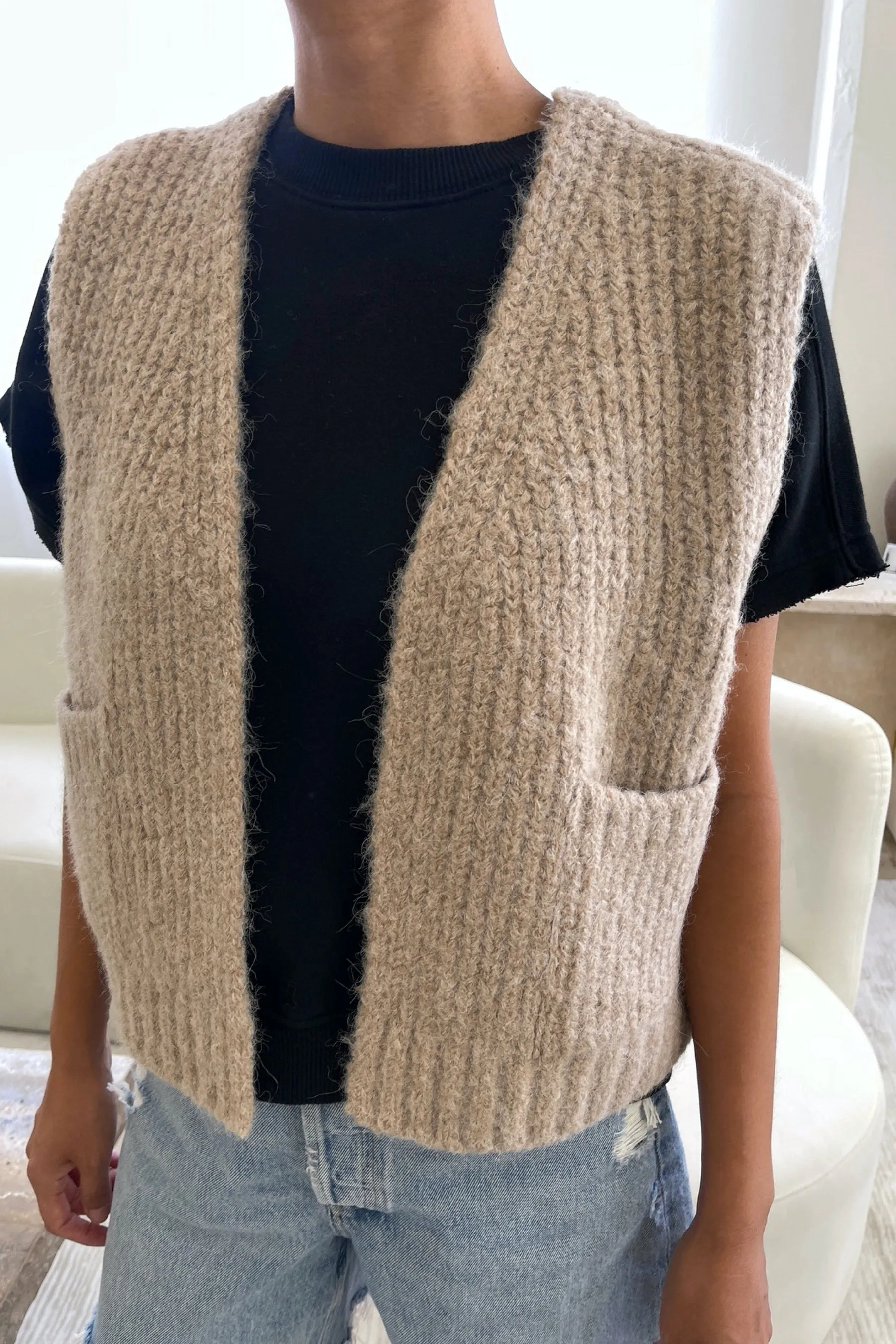 Oatmeal Alpaca Grandpa Vest