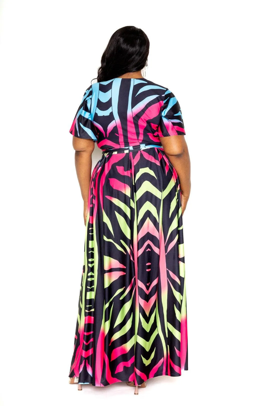 Ombre Plus Size Animal Maxi Skirt & Top Set