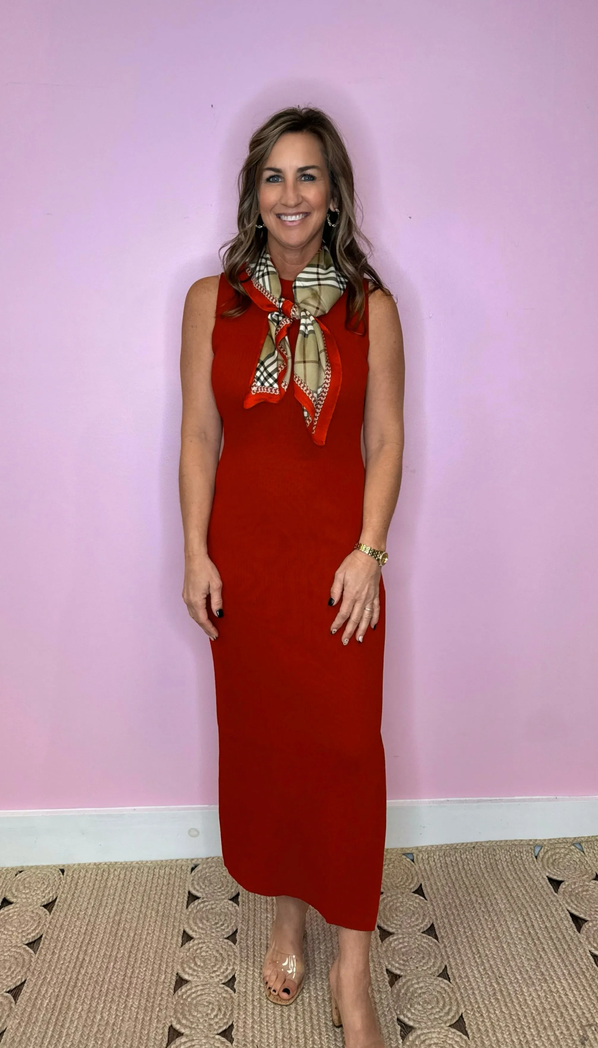 On Fire Red Maxi Sweater Dress