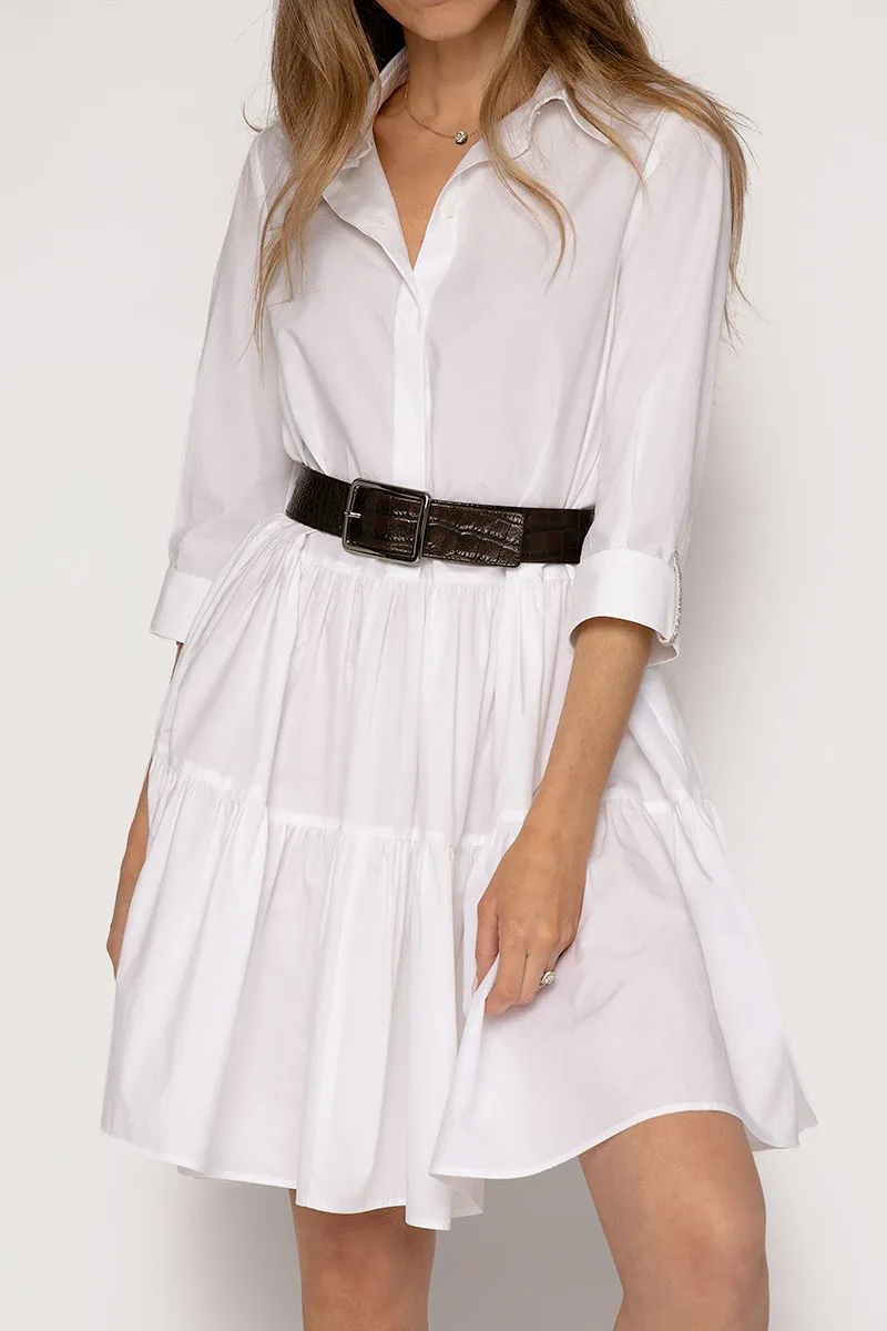 Organic Cotton Shirt Dress in White