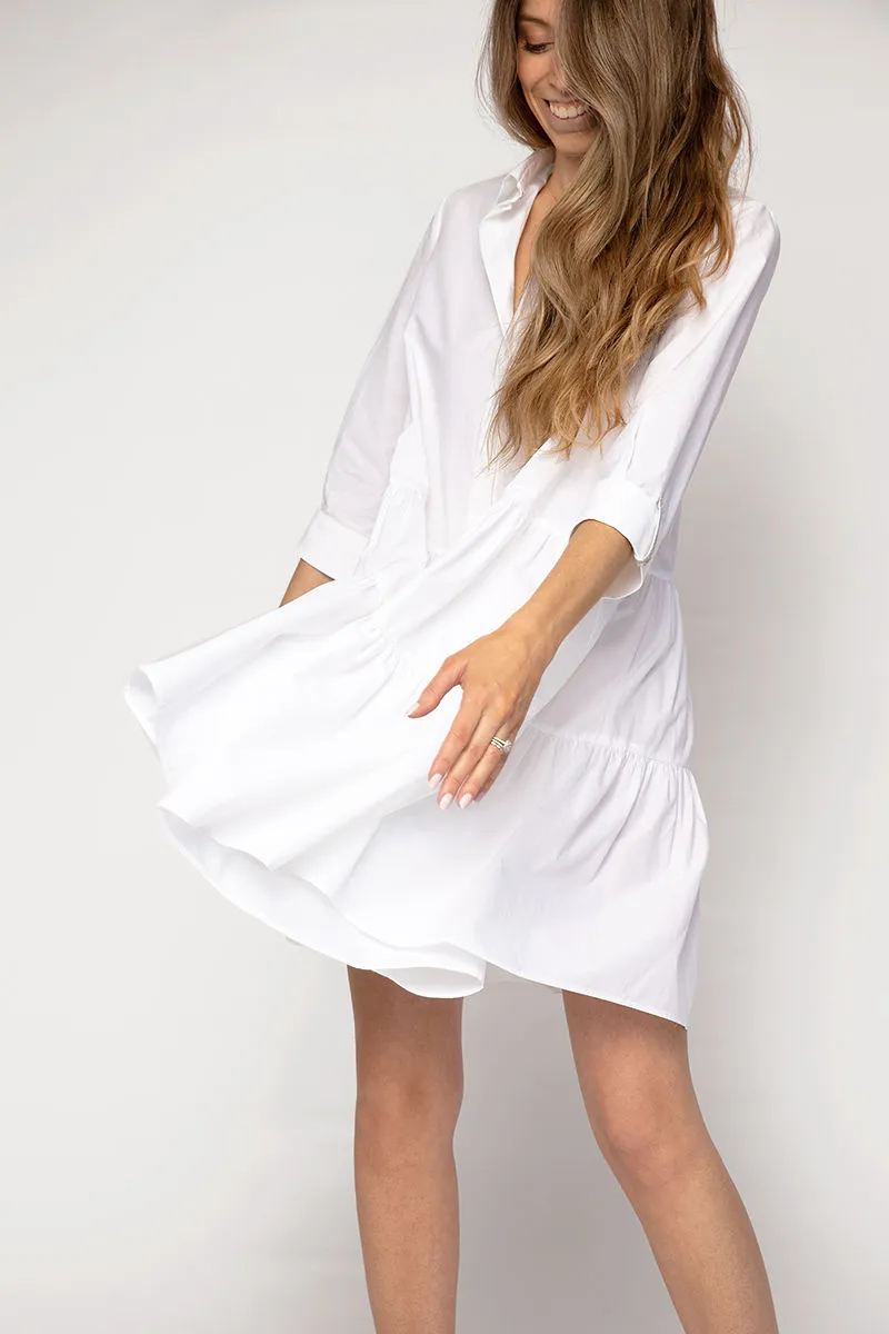 Organic Cotton Shirt Dress in White