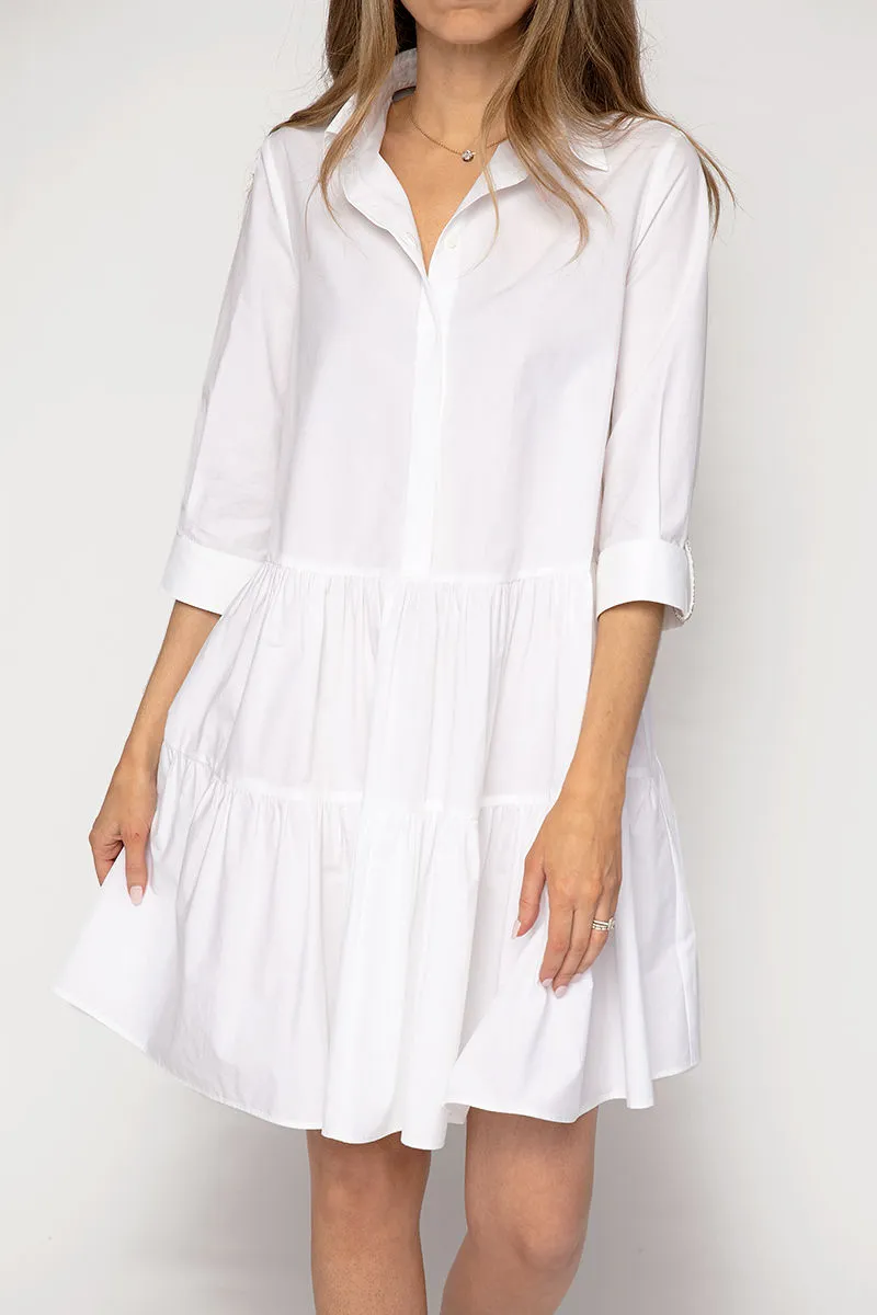 Organic Cotton Shirt Dress in White