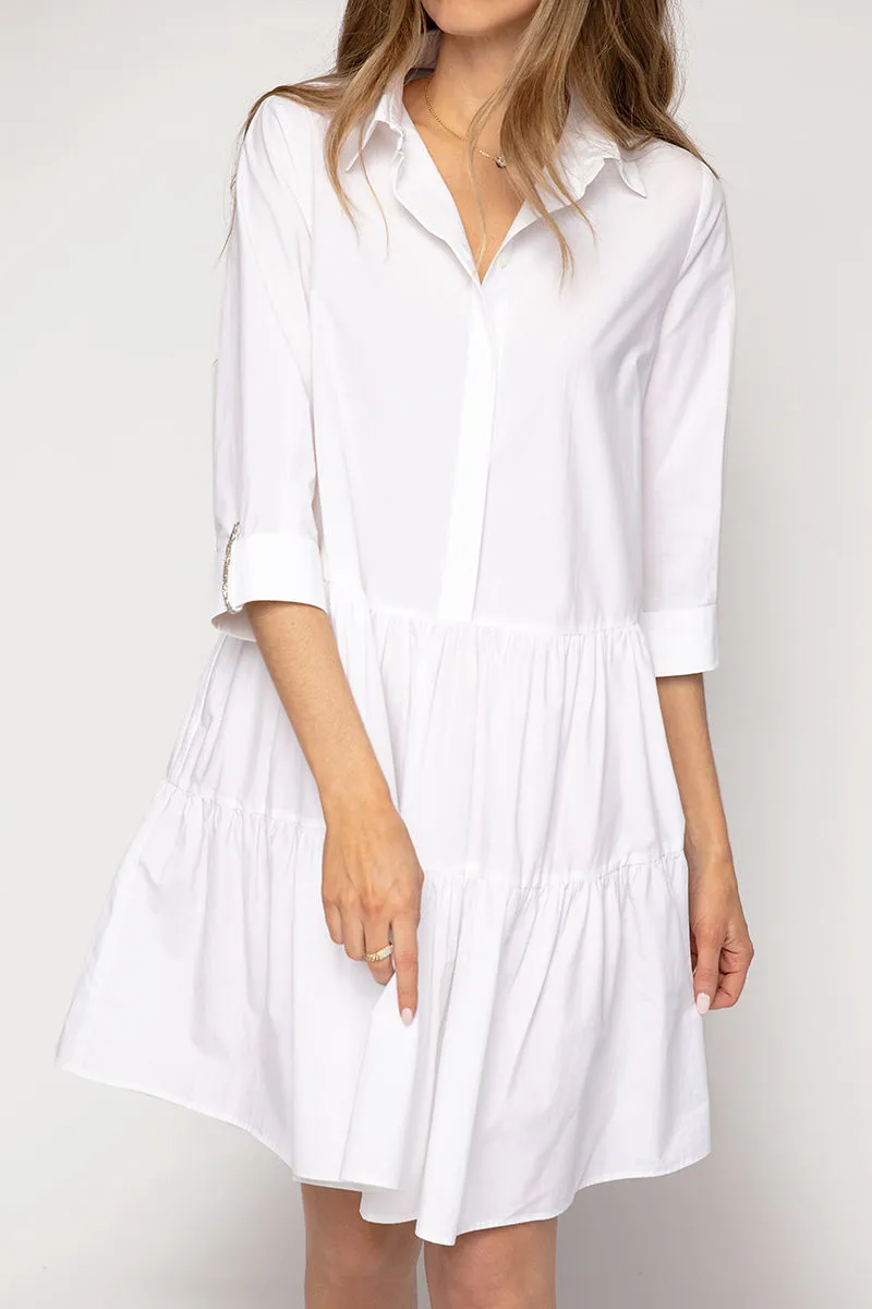 Organic Cotton Shirt Dress in White