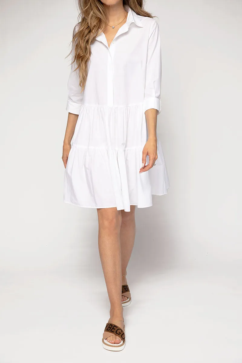 Organic Cotton Shirt Dress in White