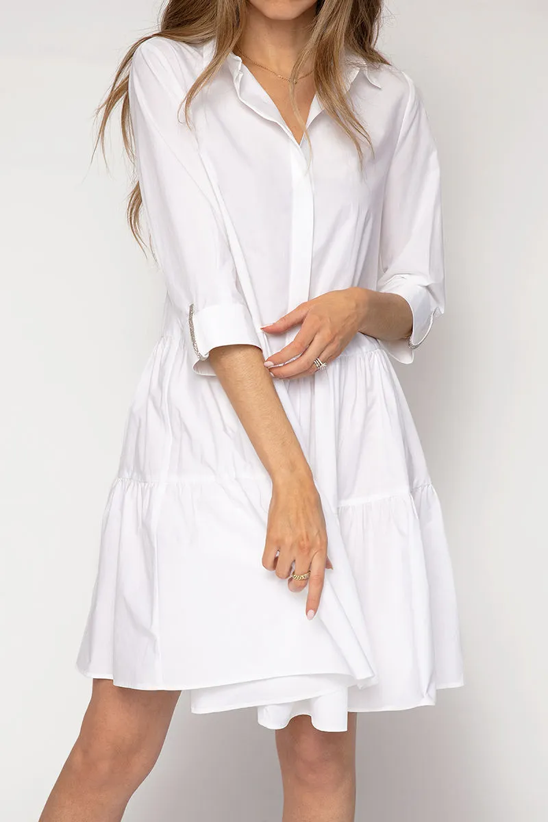 Organic Cotton Shirt Dress in White