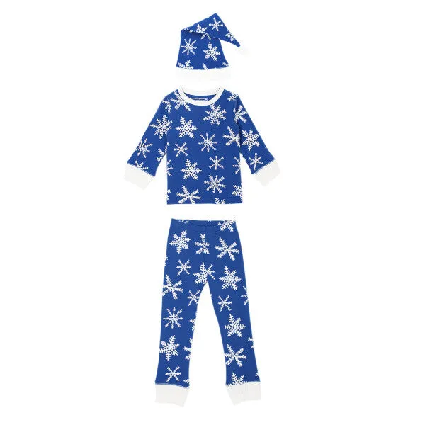 Organic Kids' L/Sleeve PJ & Cap Set-Snow-Ho-Ho