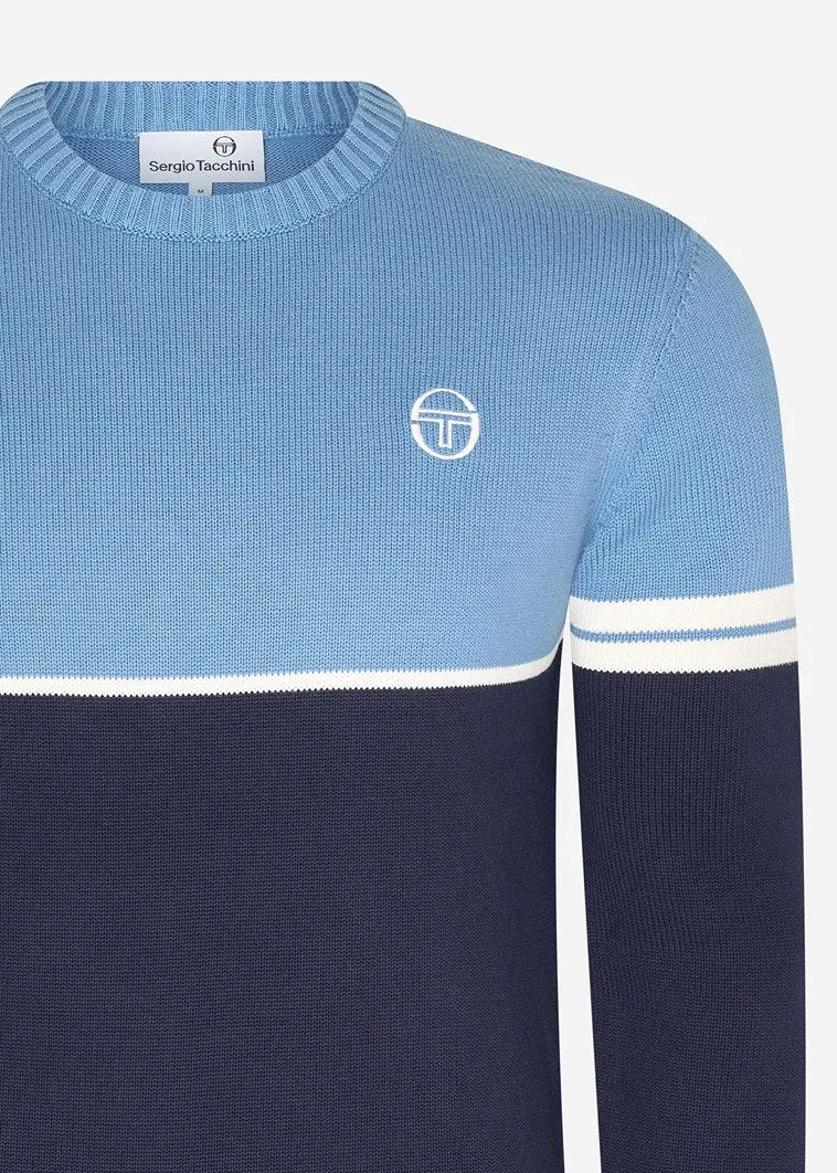 Orion knit knitted jumper - coronet blue maritime blue gardenia