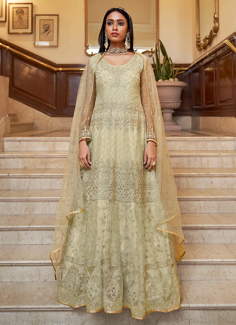 Pale Green Embellished Anarkali Suit