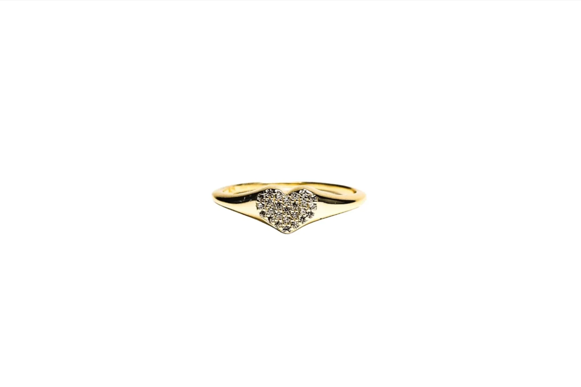 Pave Heart Vermeil Ring