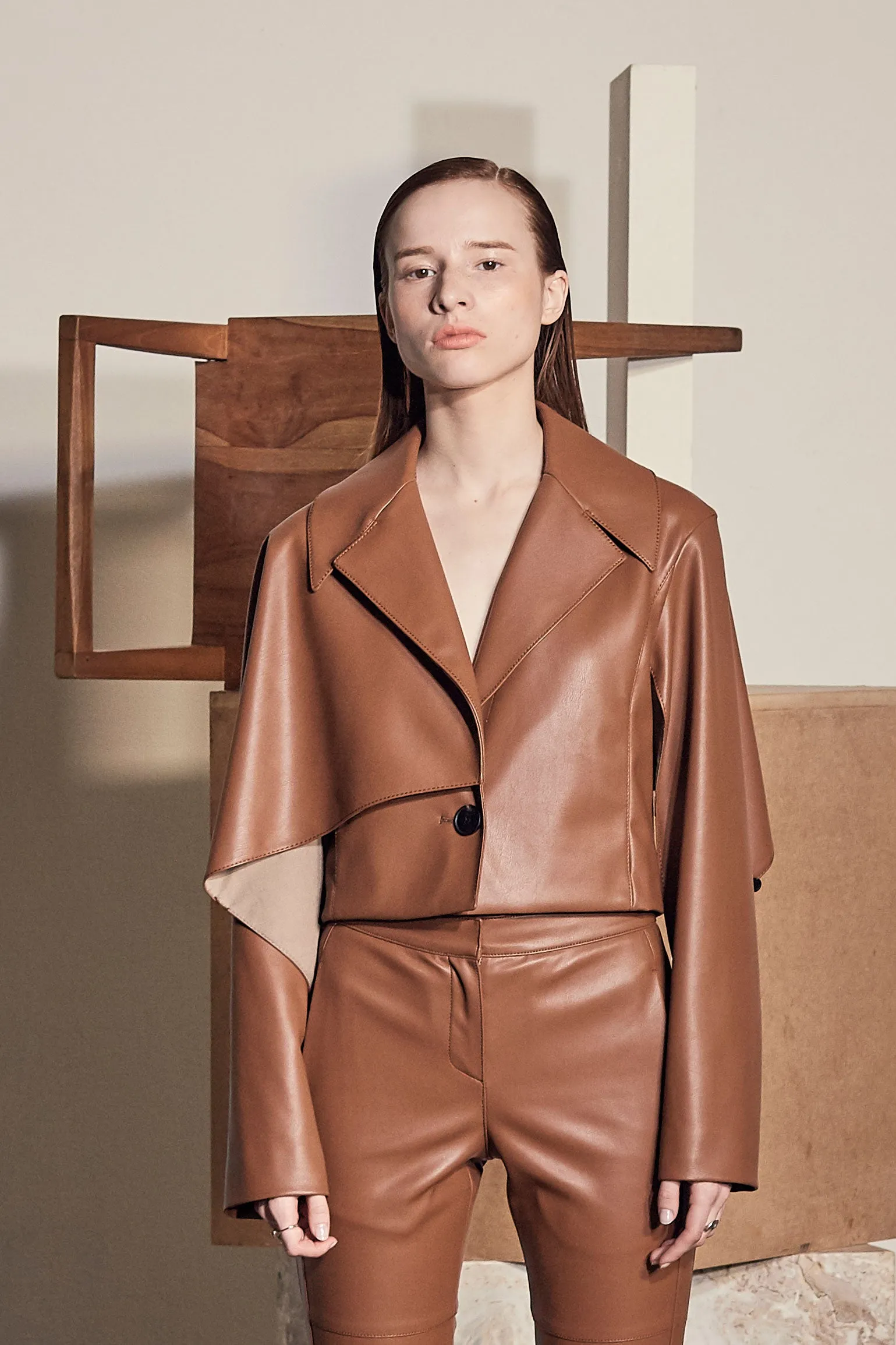 PIETRA VEGAN LEATHER CROPPED JACKET