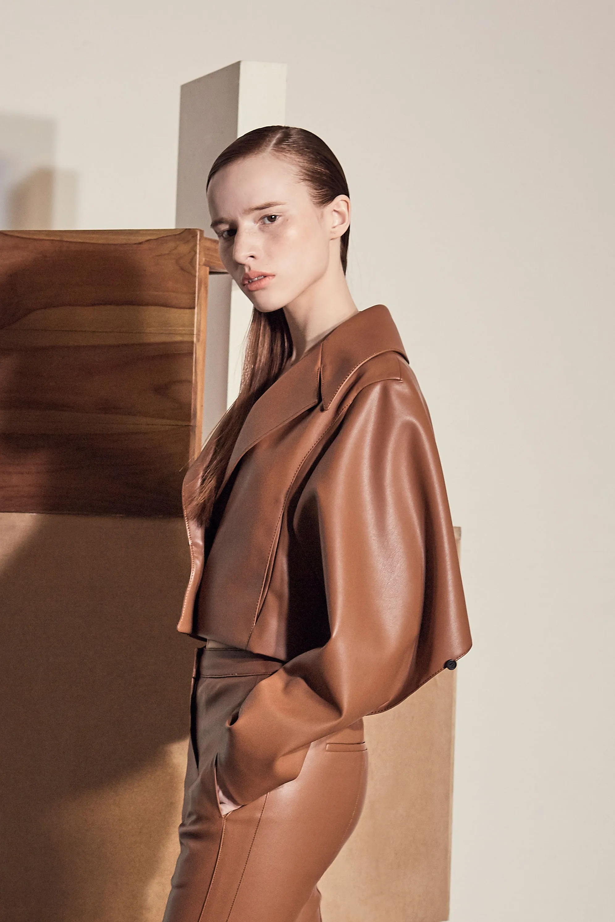 PIETRA VEGAN LEATHER CROPPED JACKET