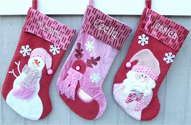 Pink Collection Raindeer Designer Girl's Christmas Stocking