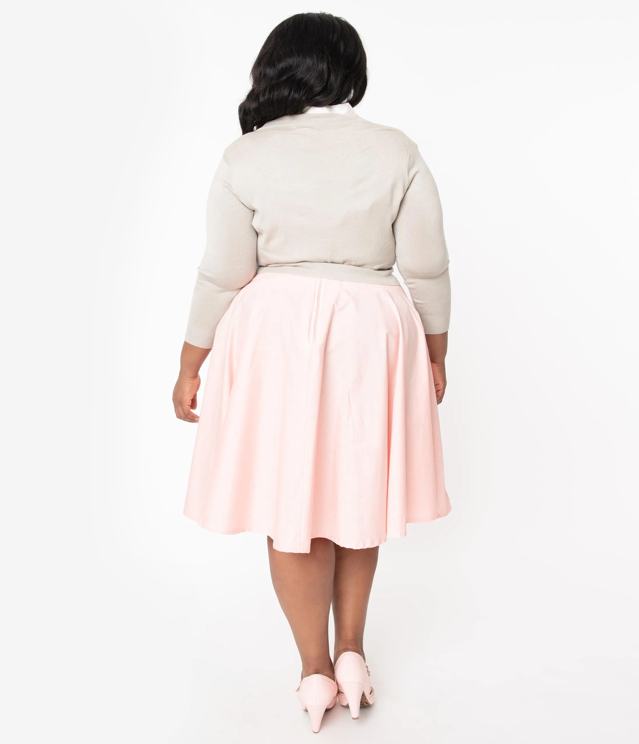 Plus Size 1950s Style Peach Cotton Swing Skirt