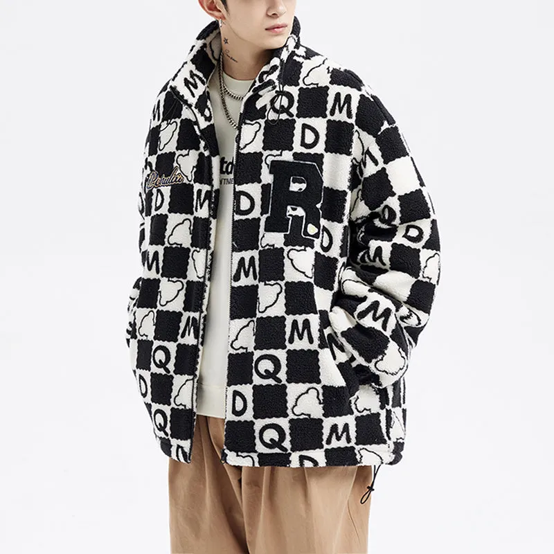 PopFlying Sherpa Winter Coat Checkerboard Letter