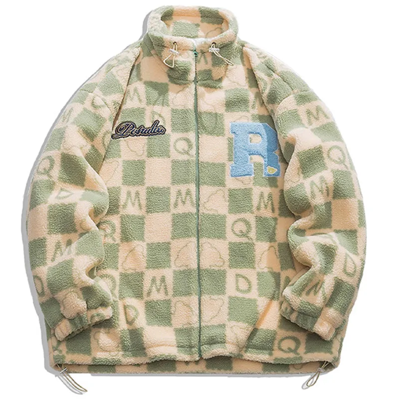 PopFlying Sherpa Winter Coat Checkerboard Letter