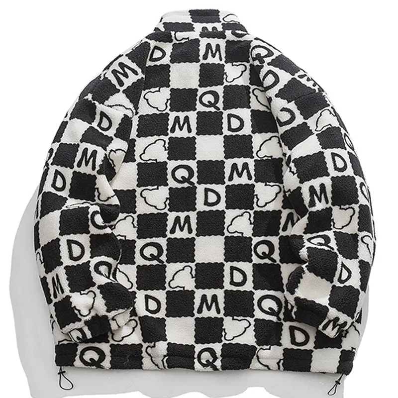 PopFlying Sherpa Winter Coat Checkerboard Letter