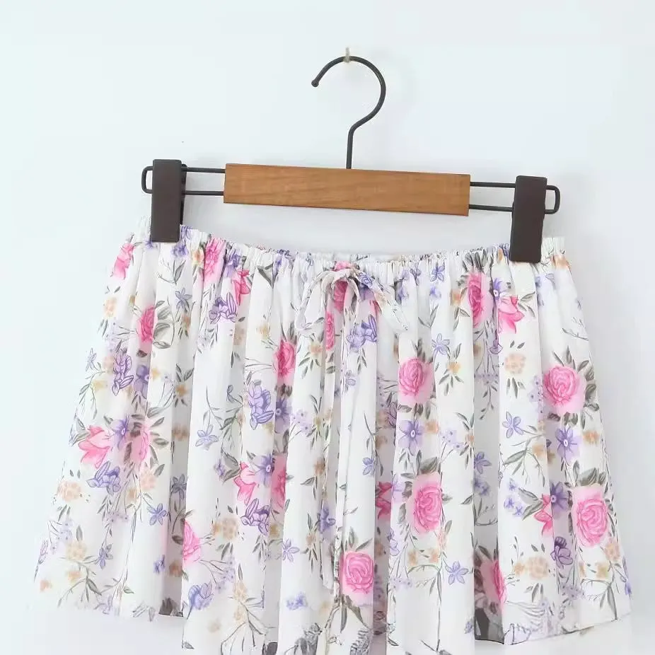 Pre Order: High Waist Slimming Floral A-Line Long Skirt