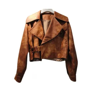 Pre Order:  Mottled Vegan Leather Short Jacket