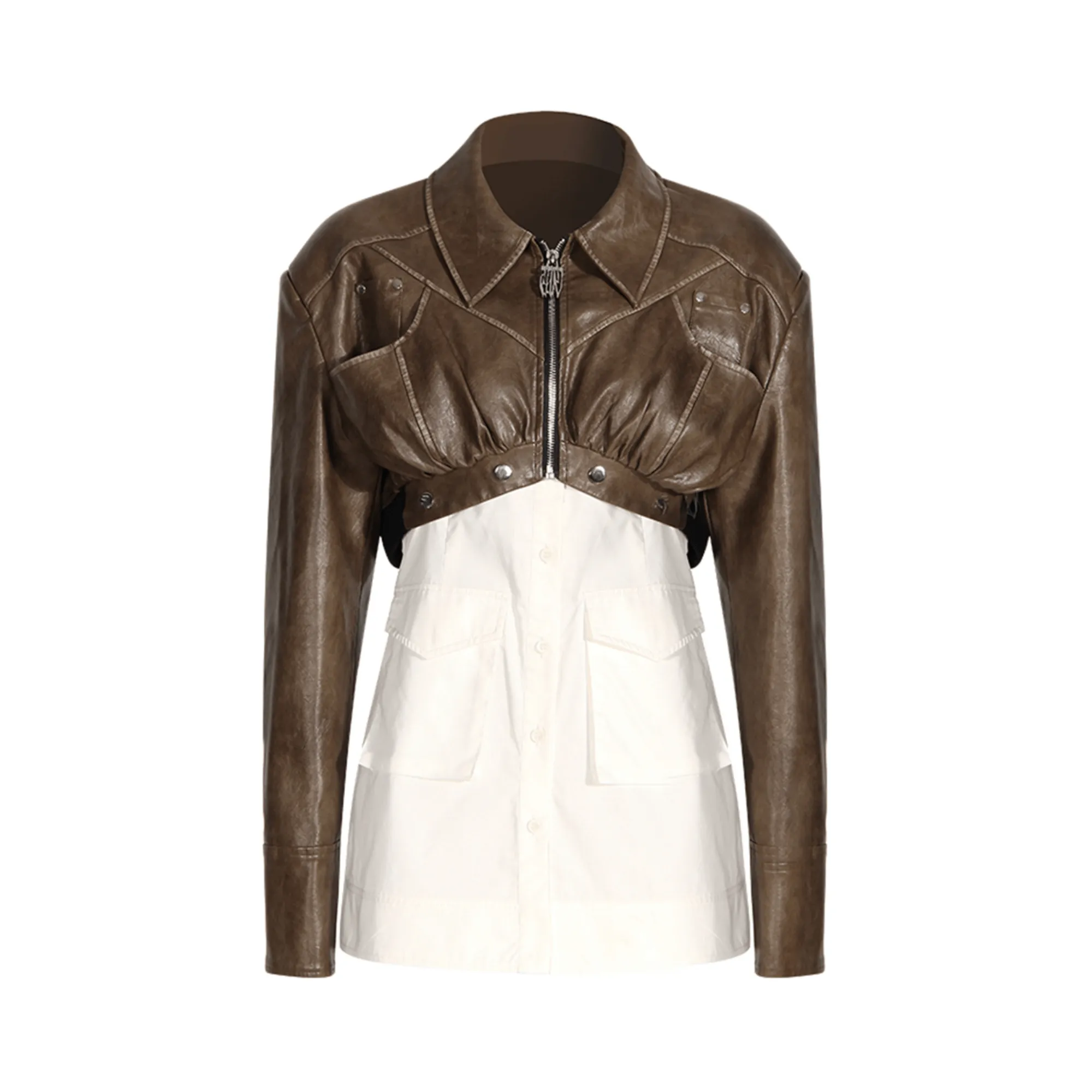 Pre Order:  Removable Bottom Shirt Cropped Jacket